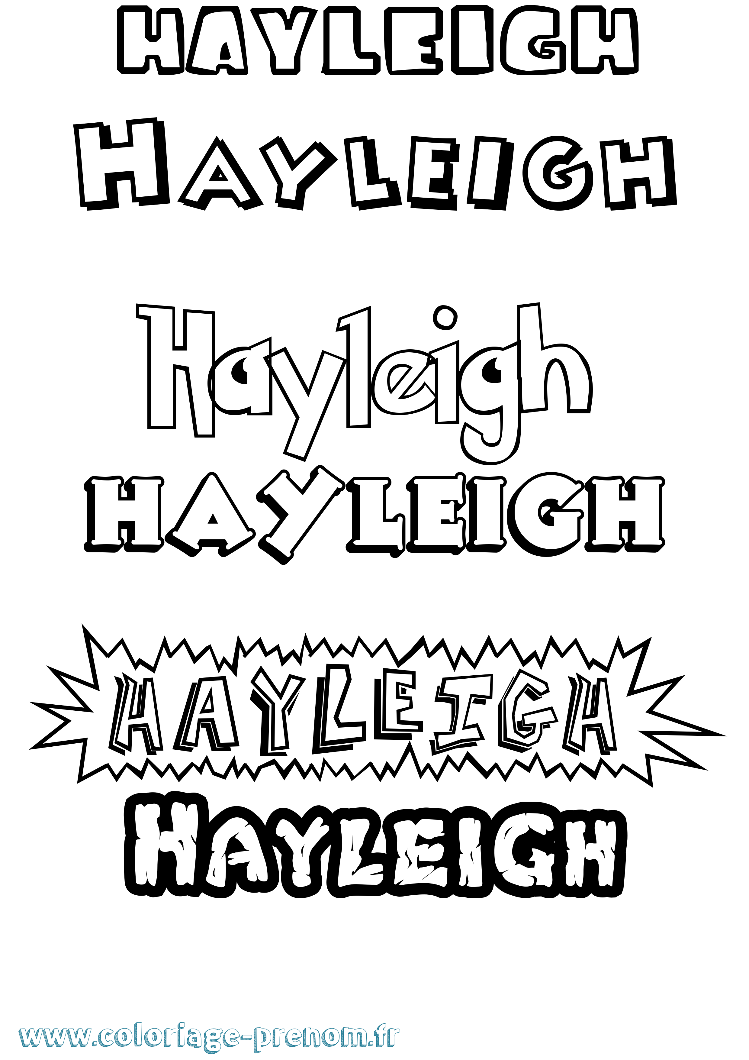 Coloriage Hayleigh Dessin Animé Coloriage prénom Hayleigh Dessin Animé