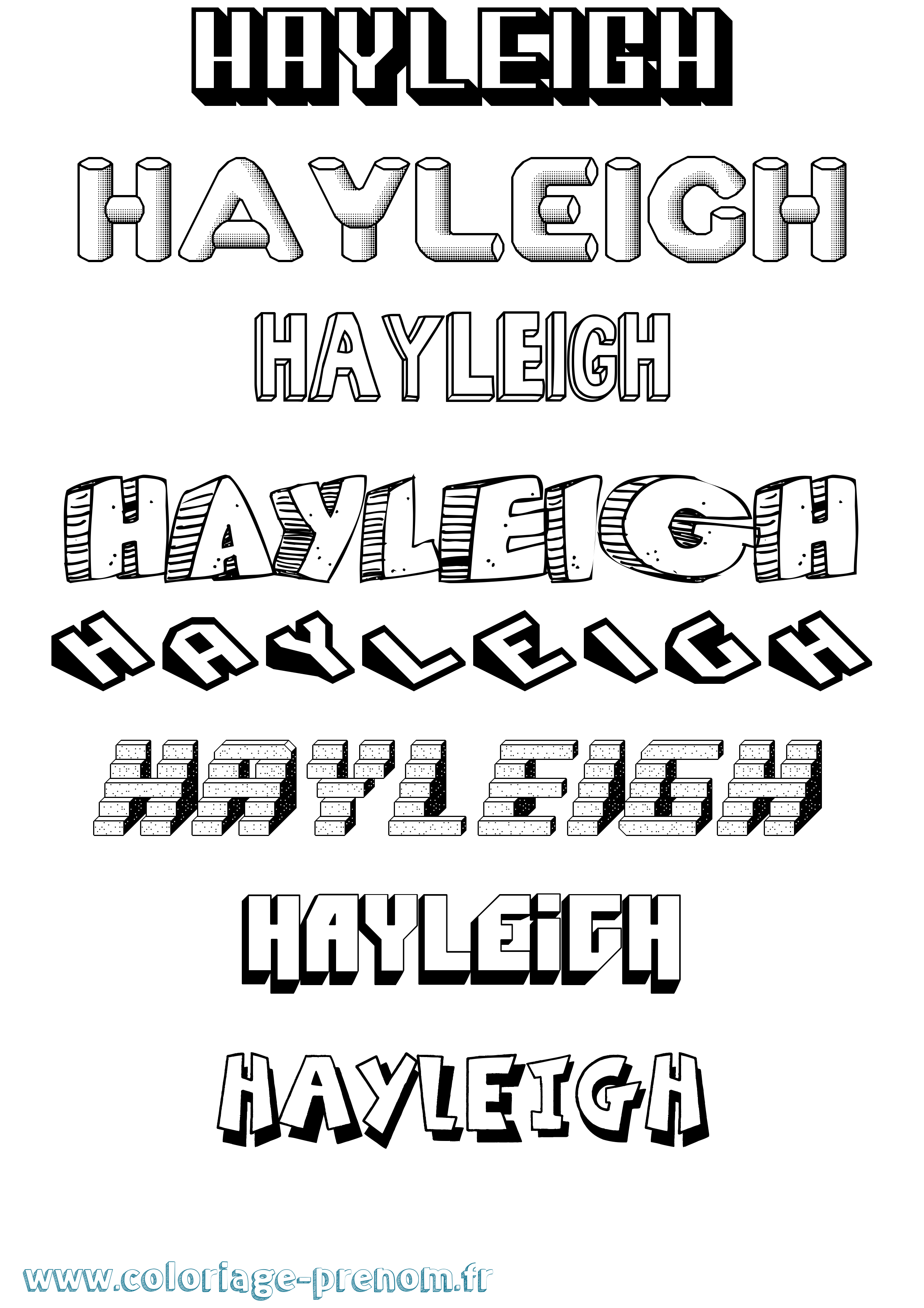 Coloriage Hayleigh Effet 3D Coloriage prénom Hayleigh Effet 3D