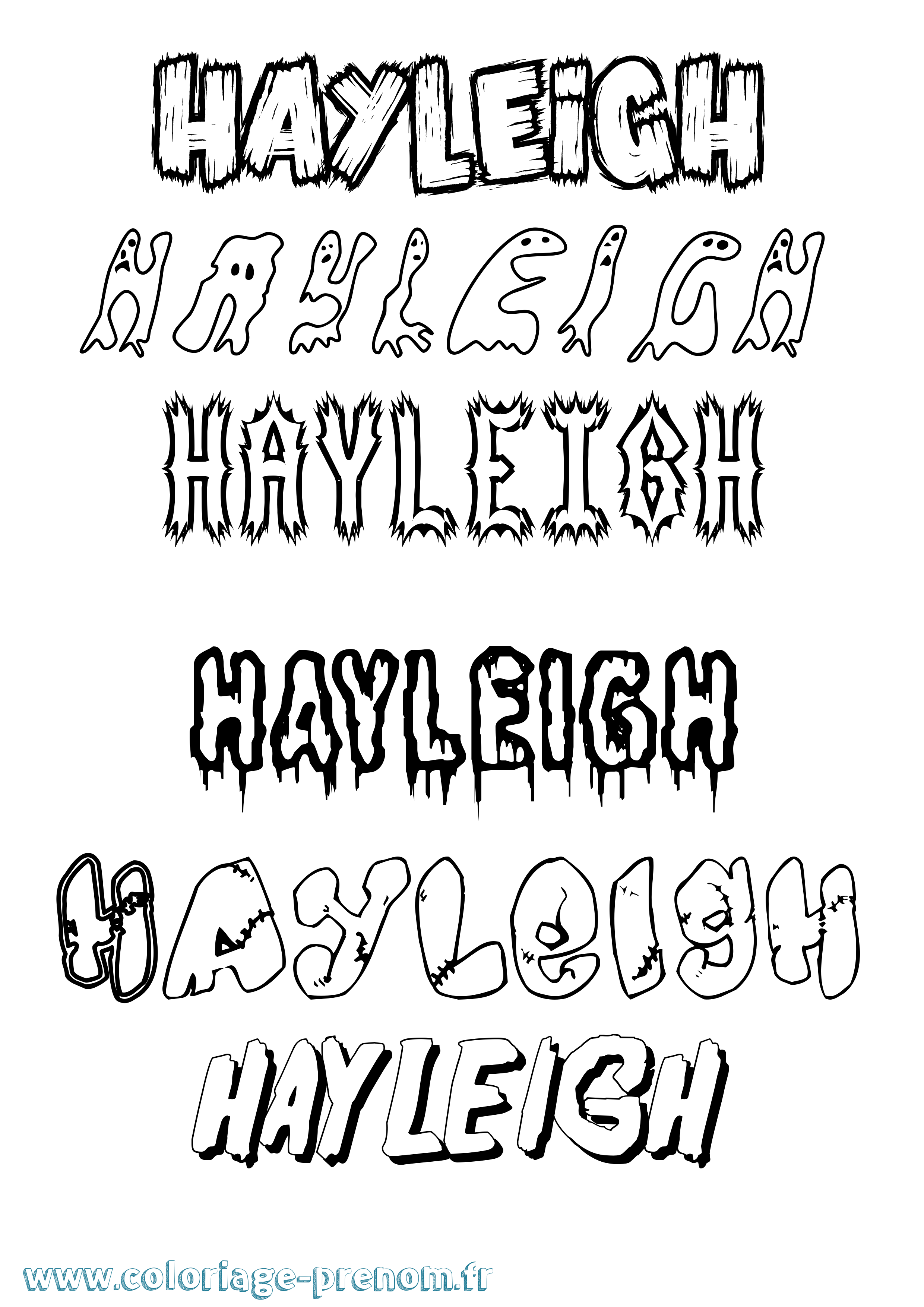 Coloriage Hayleigh Frisson Coloriage prénom Hayleigh Frisson
