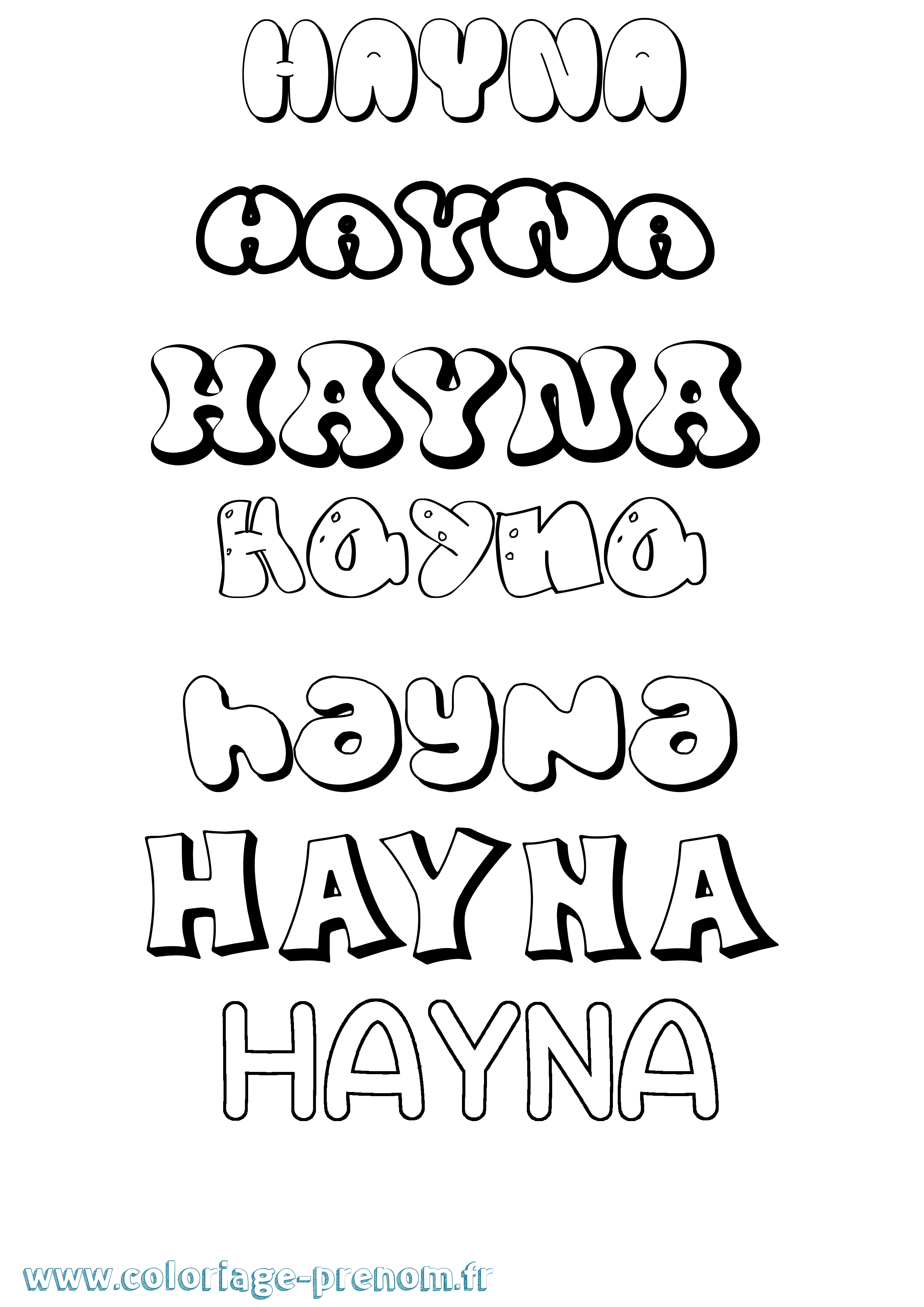 Coloriage Hayna Bubble Coloriage prénom Hayna Bubble