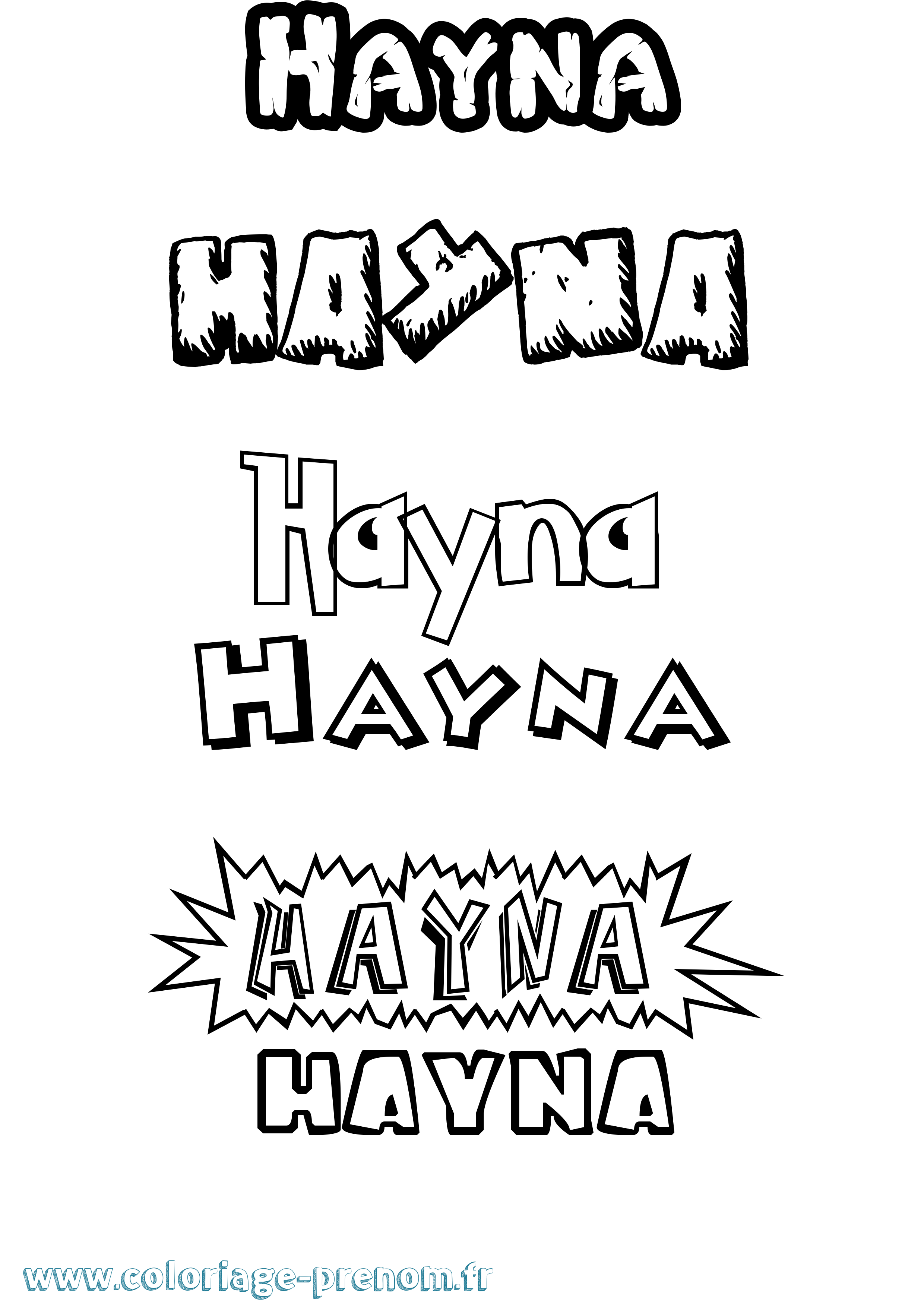 Coloriage Hayna Dessin Animé Coloriage prénom Hayna Dessin Animé