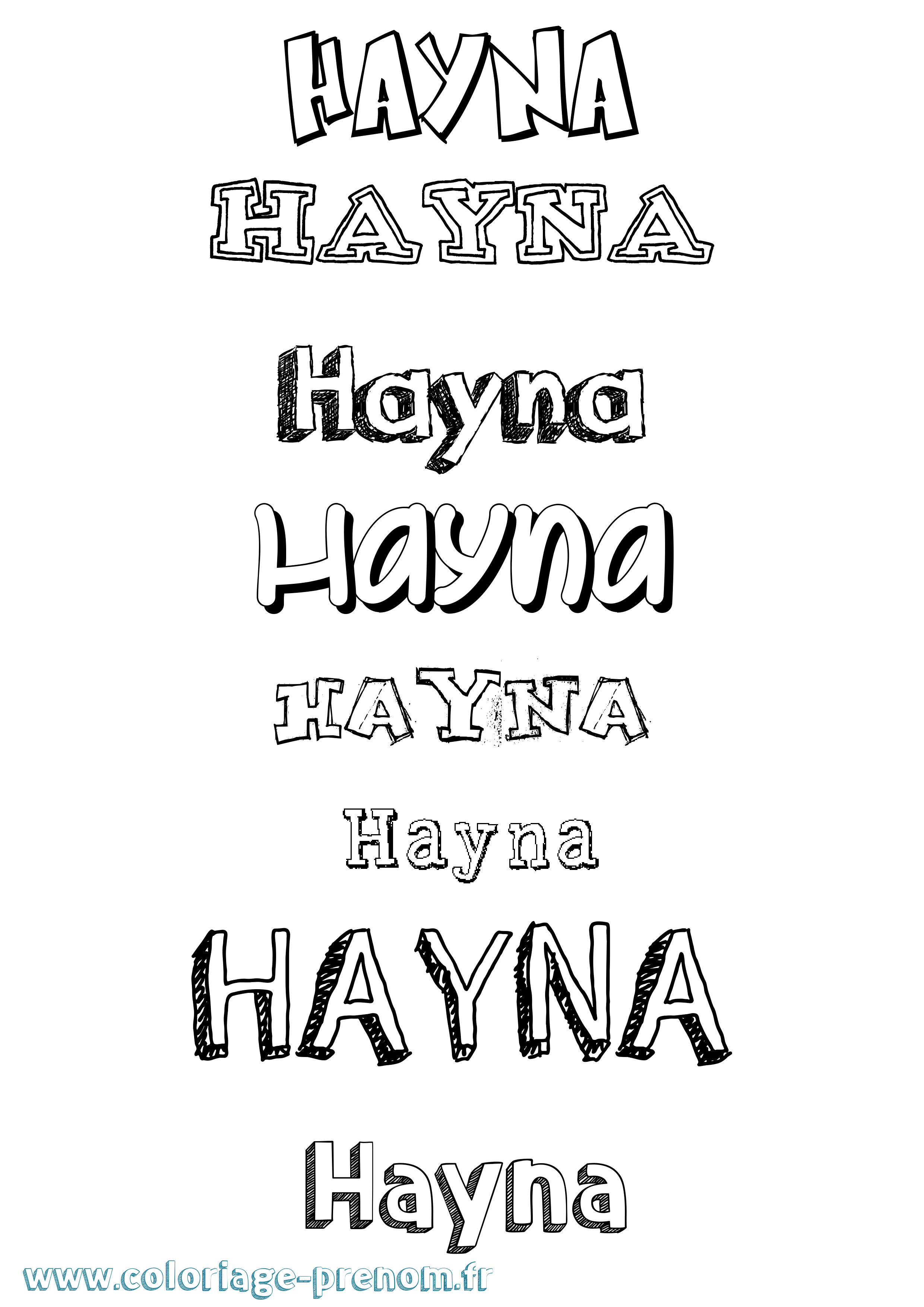 Coloriage Hayna Dessiné Coloriage prénom Hayna Dessiné