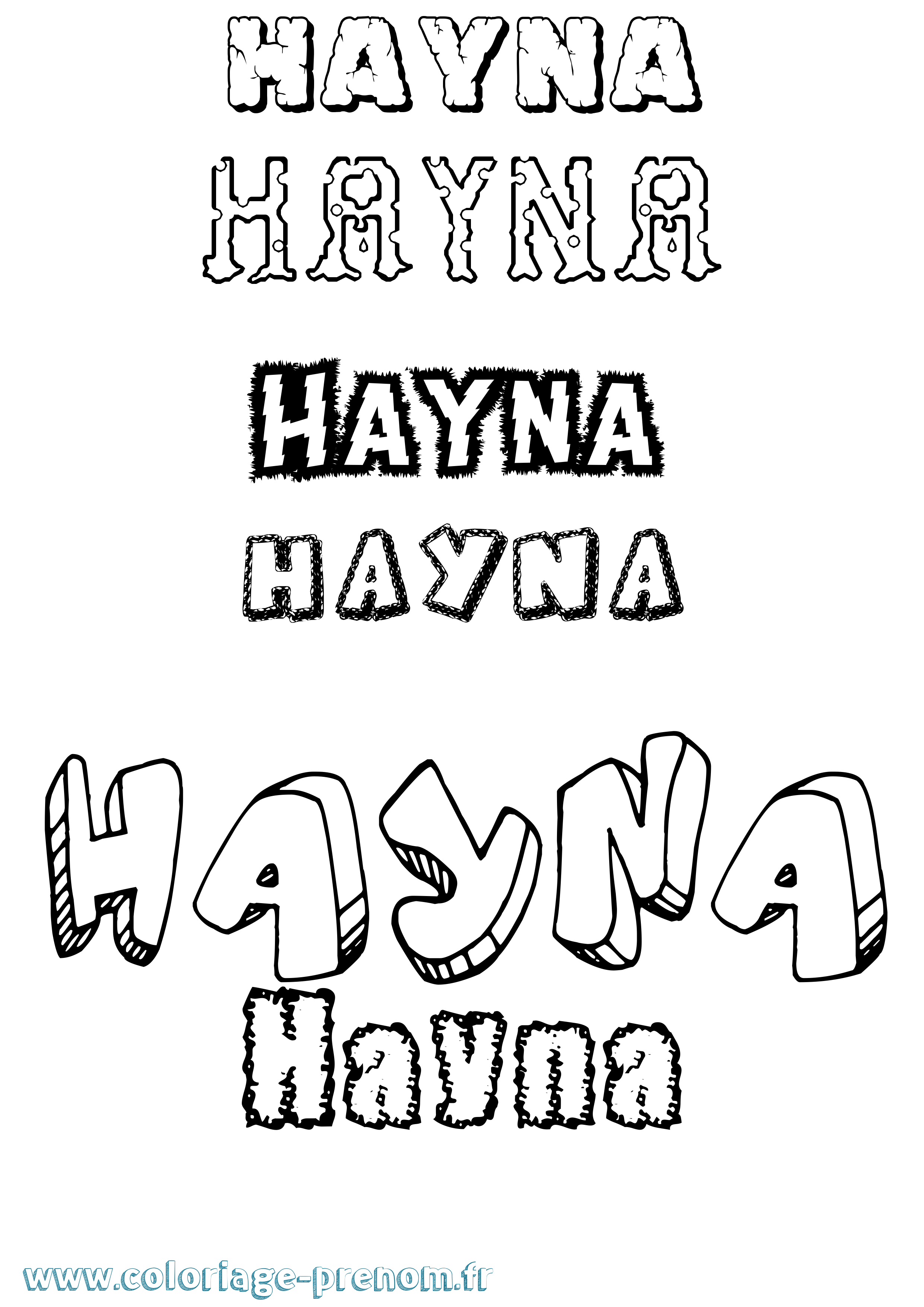Coloriage Hayna Destructuré Coloriage prénom Hayna Destructuré