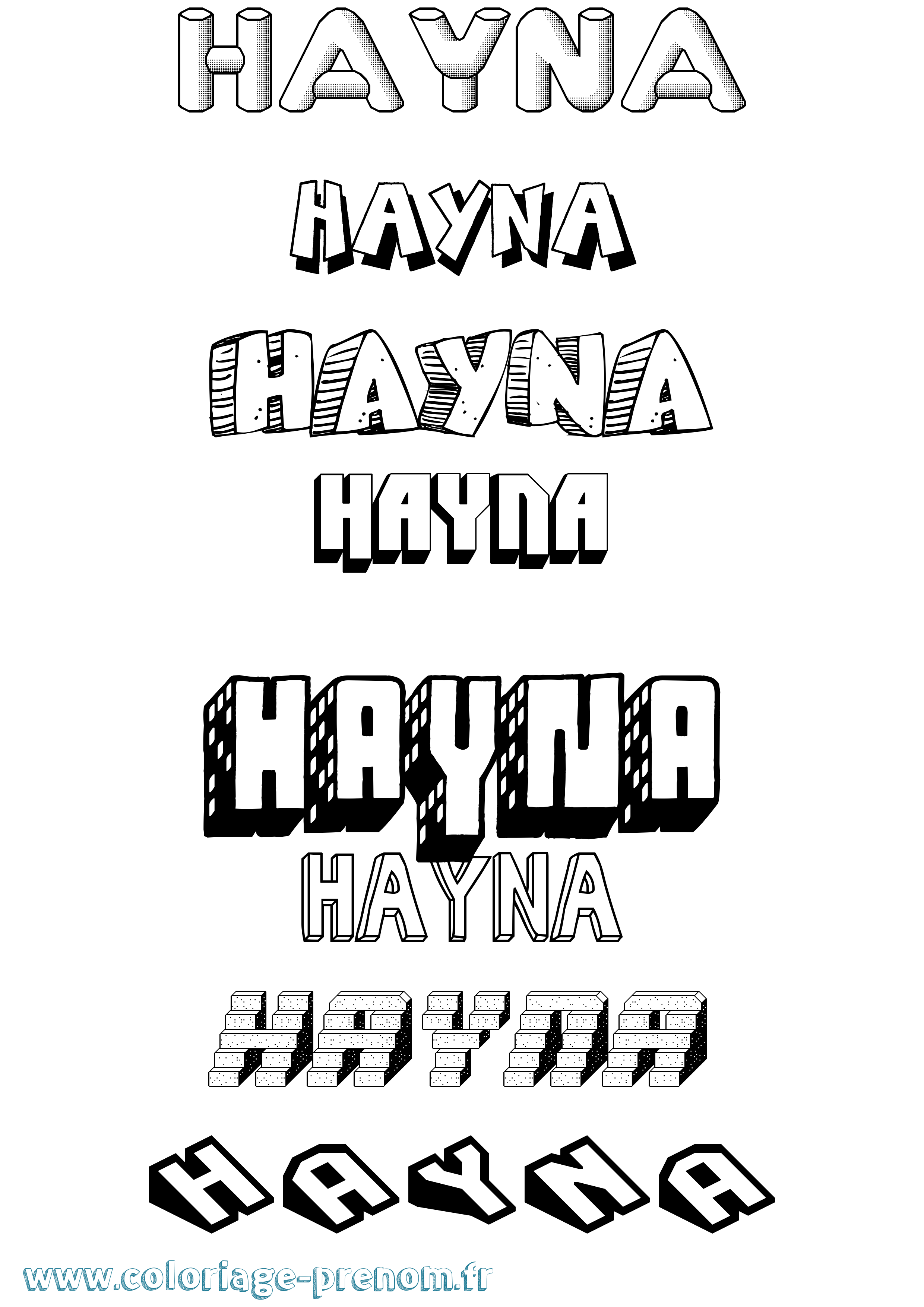 Coloriage Hayna Effet 3D Coloriage prénom Hayna Effet 3D