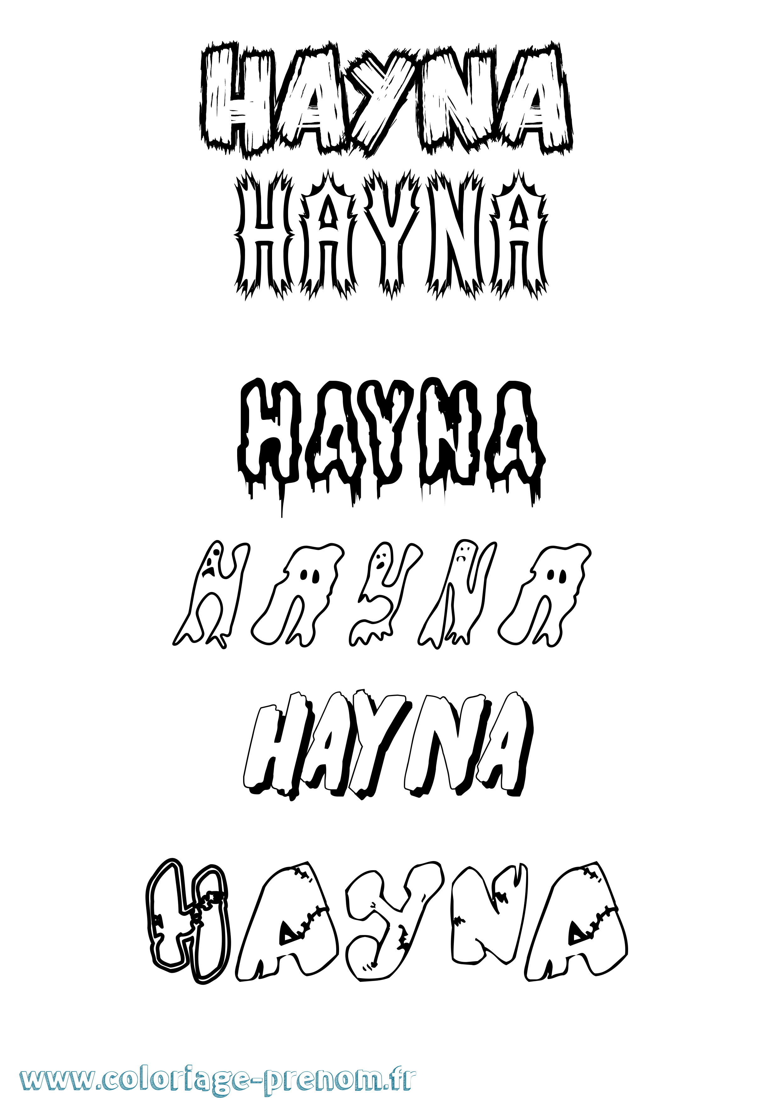 Coloriage Hayna Frisson Coloriage prénom Hayna Frisson