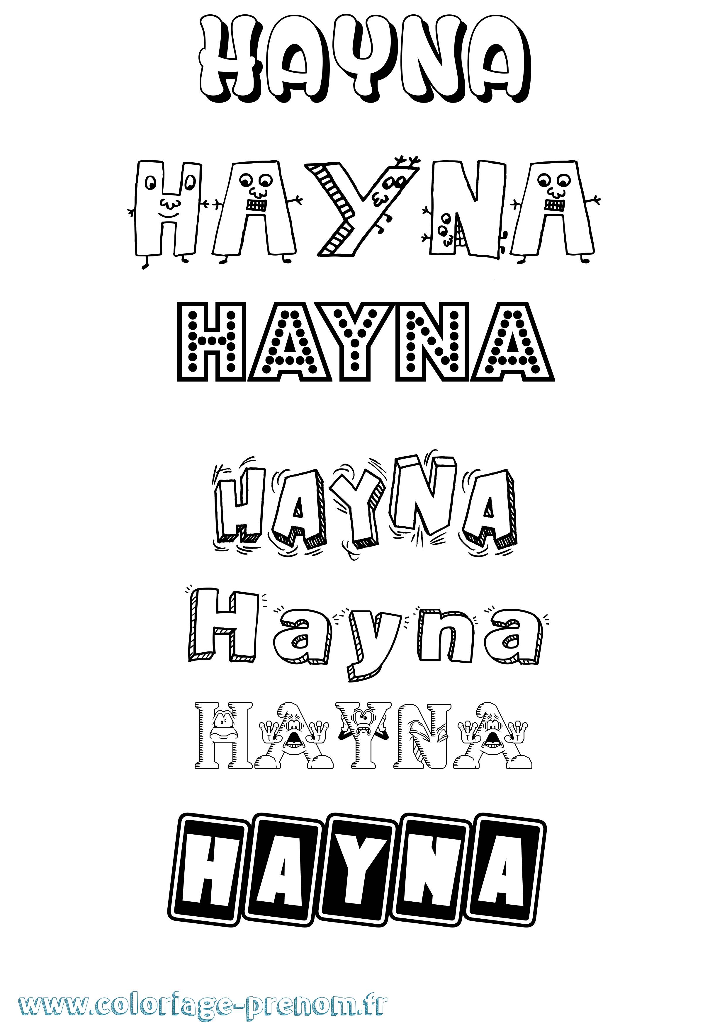 Coloriage Hayna Fun Coloriage prénom Hayna Fun