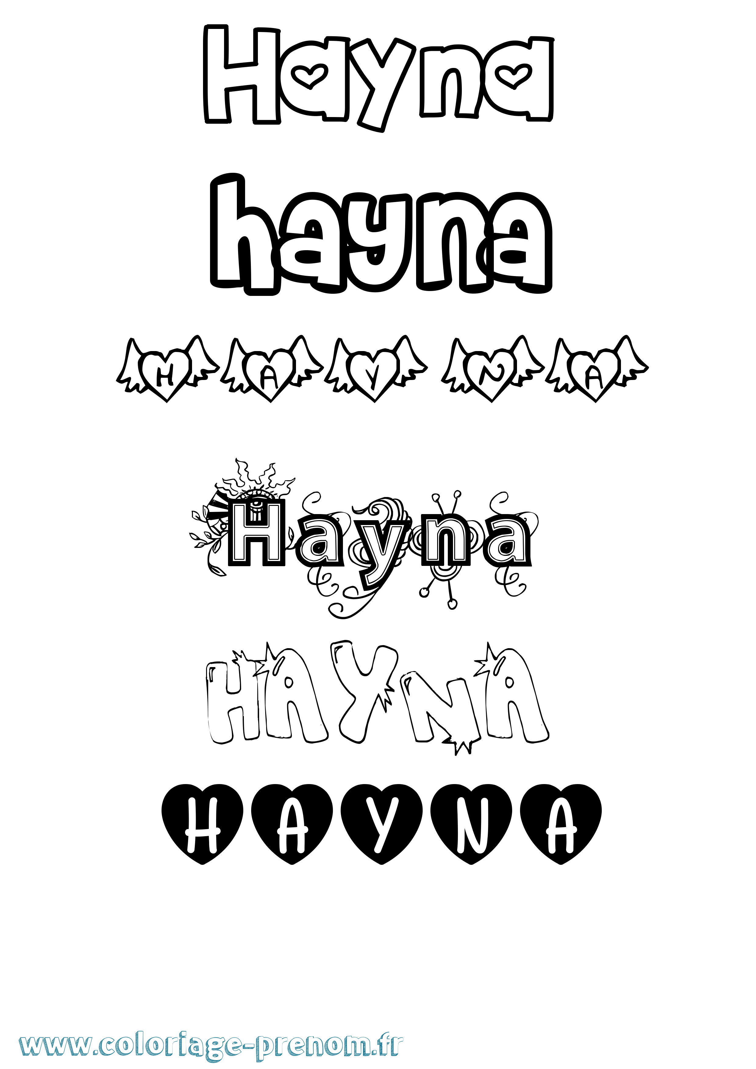 Coloriage Hayna Girly Coloriage prénom Hayna Girly