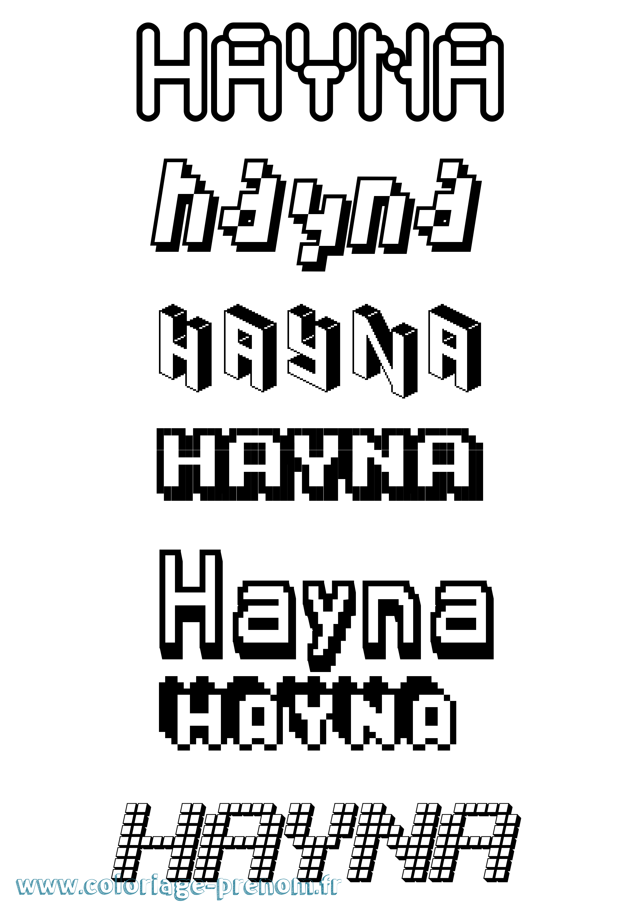 Coloriage Hayna Pixel Coloriage prénom Hayna Pixel