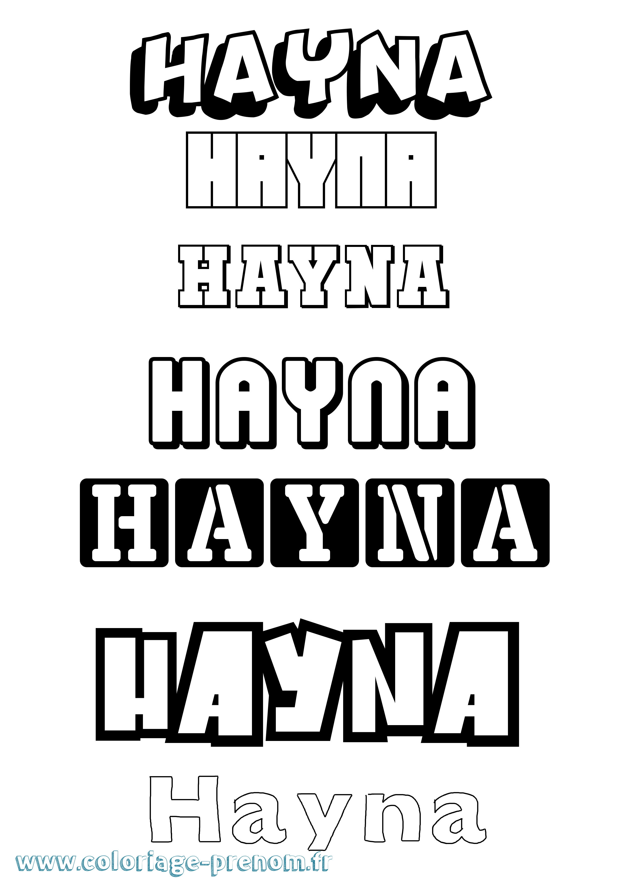 Coloriage Hayna Simple Coloriage prénom Hayna Simple