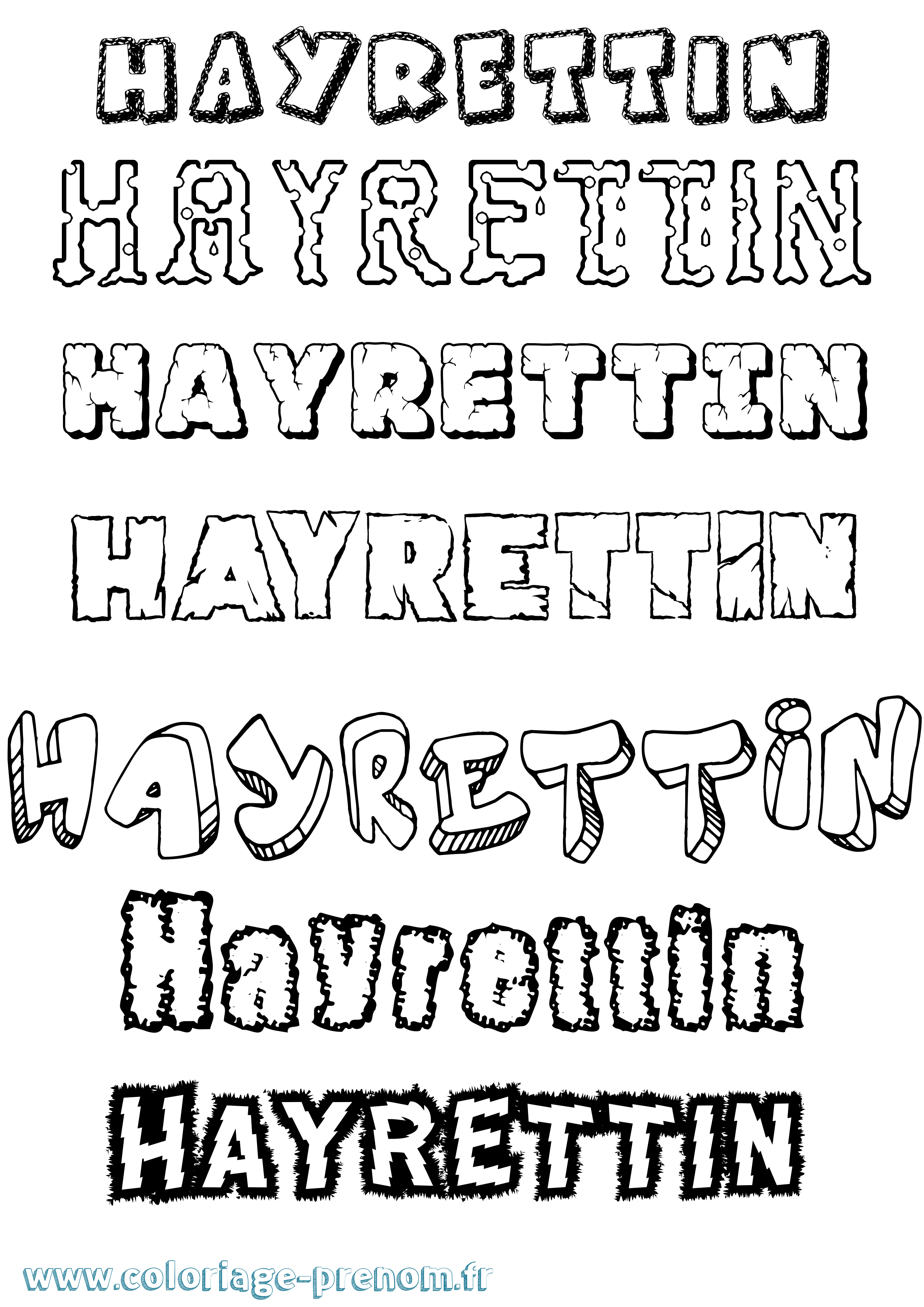 Coloriage Hayrettin Destructuré Coloriage prénom Hayrettin Destructuré