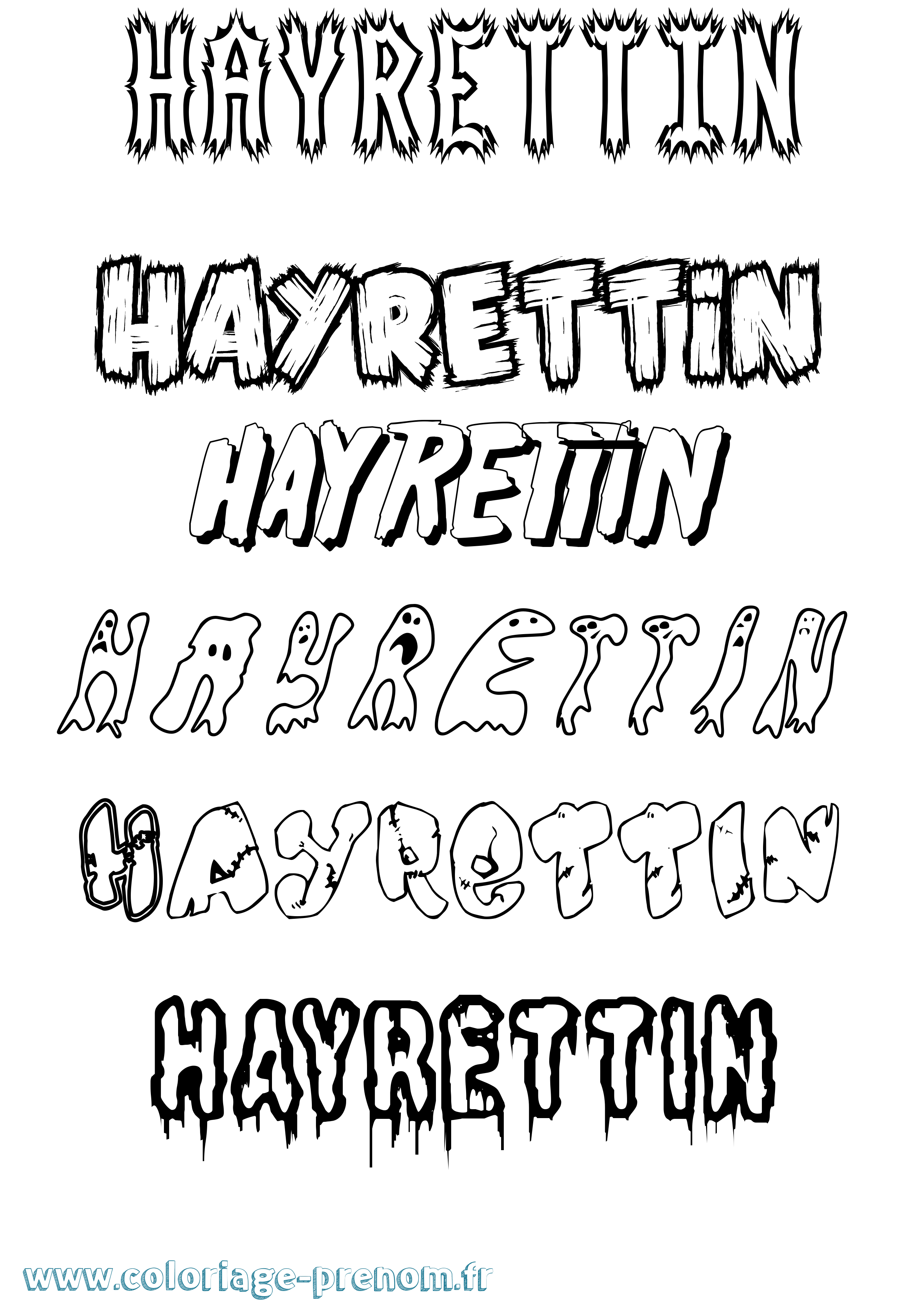 Coloriage Hayrettin Frisson Coloriage prénom Hayrettin Frisson