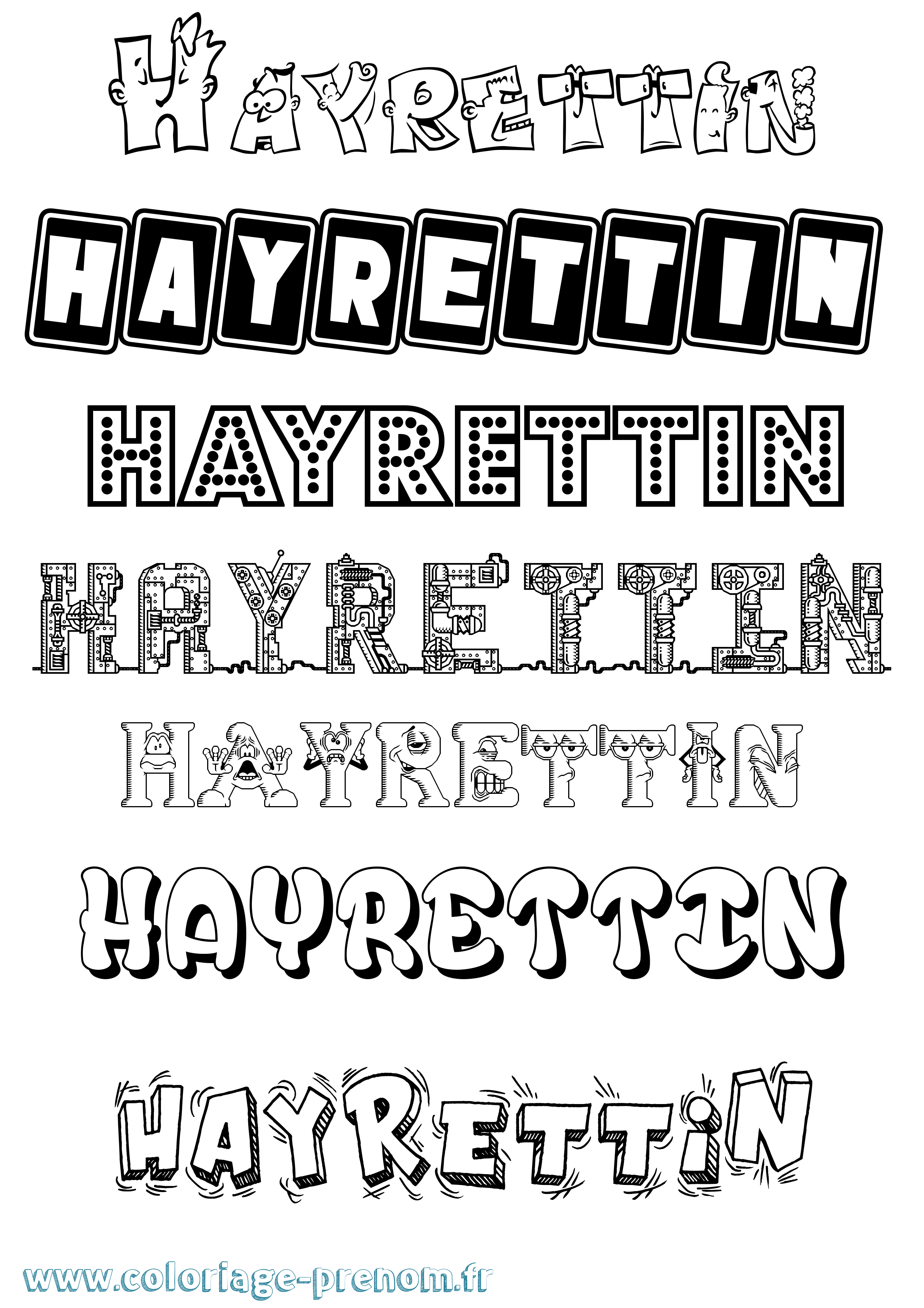 Coloriage Hayrettin Fun Coloriage prénom Hayrettin Fun
