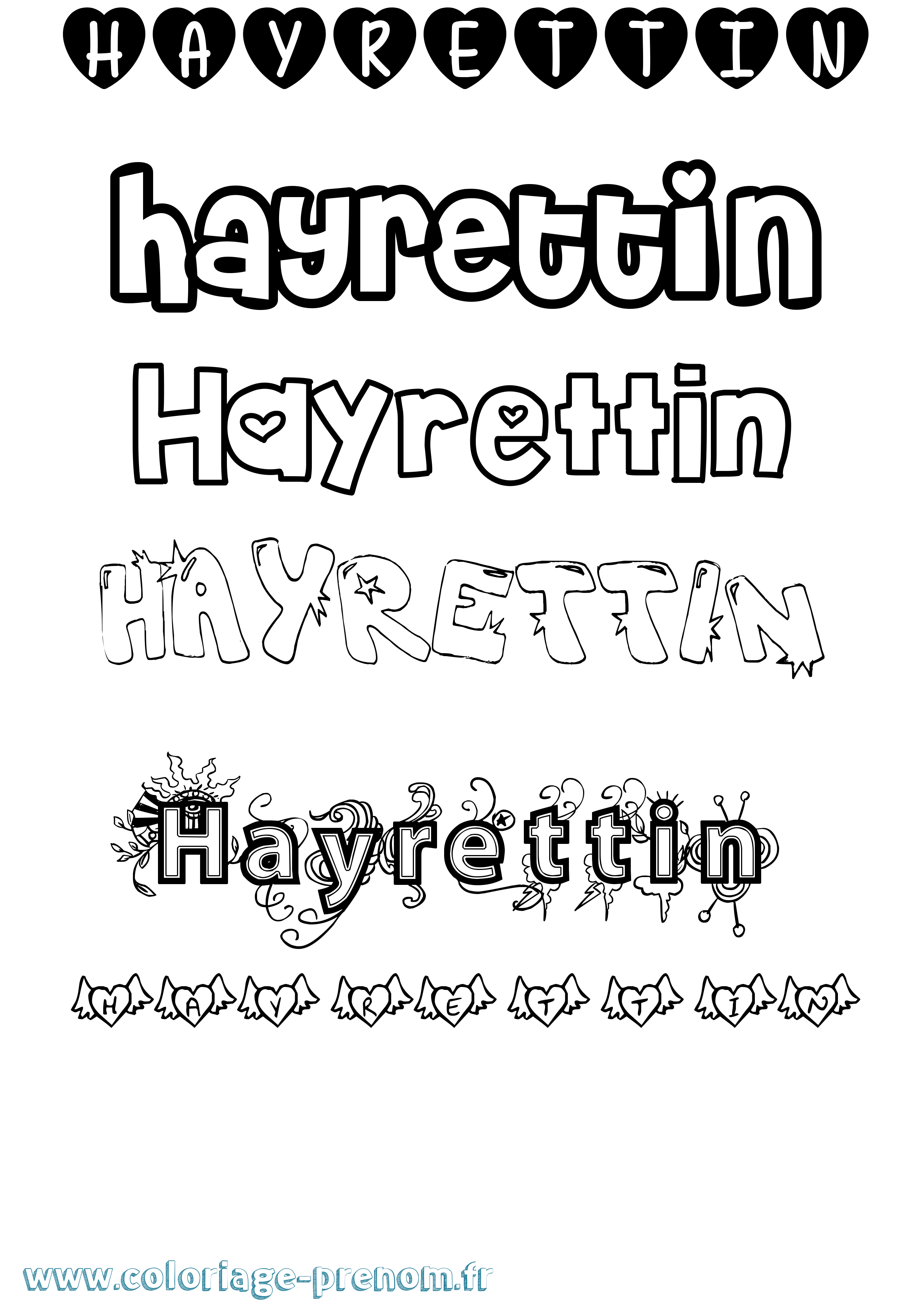 Coloriage Hayrettin Girly Coloriage prénom Hayrettin Girly