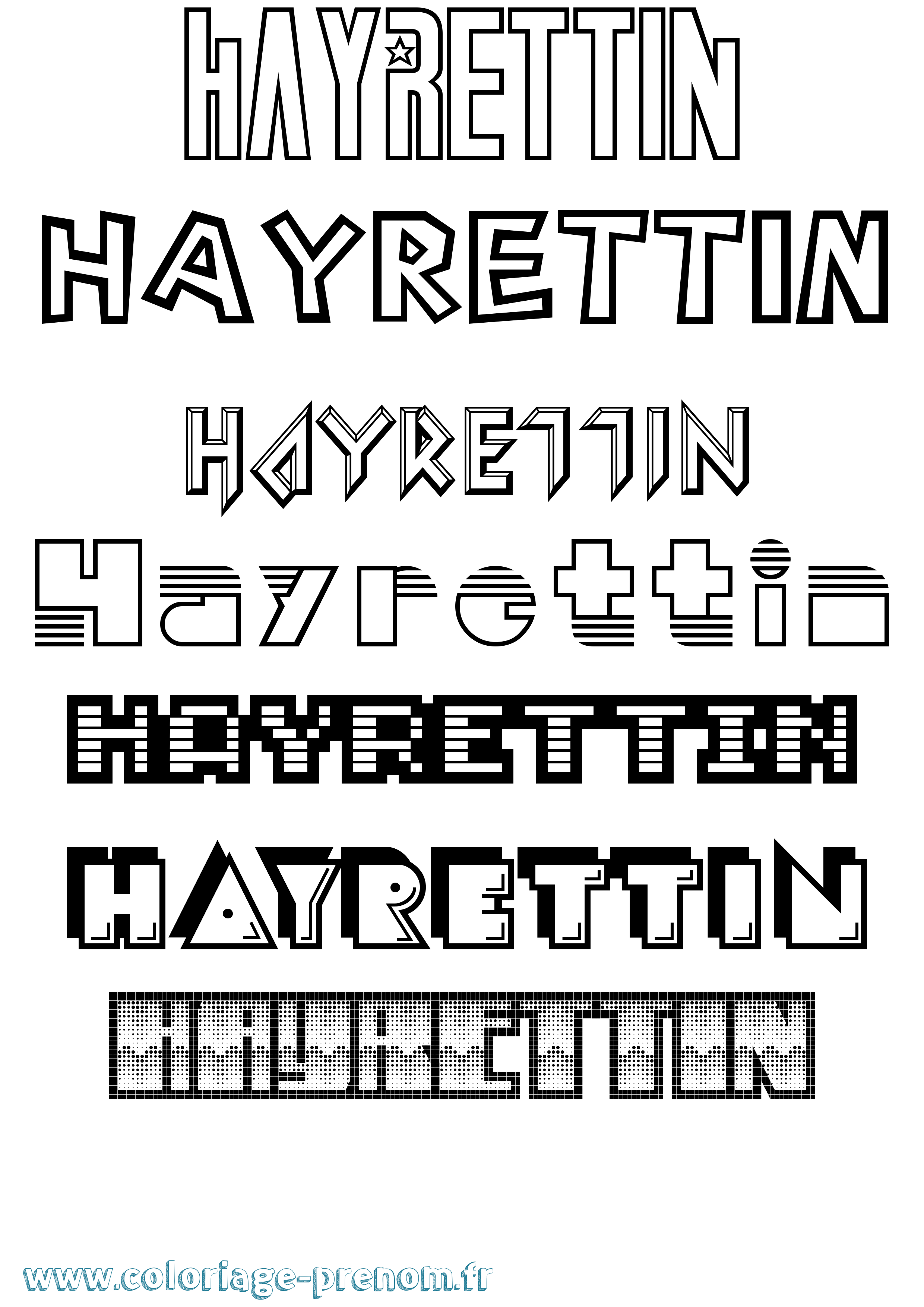 Coloriage Hayrettin Jeux Vidéos Coloriage prénom Hayrettin Jeux Vidéos