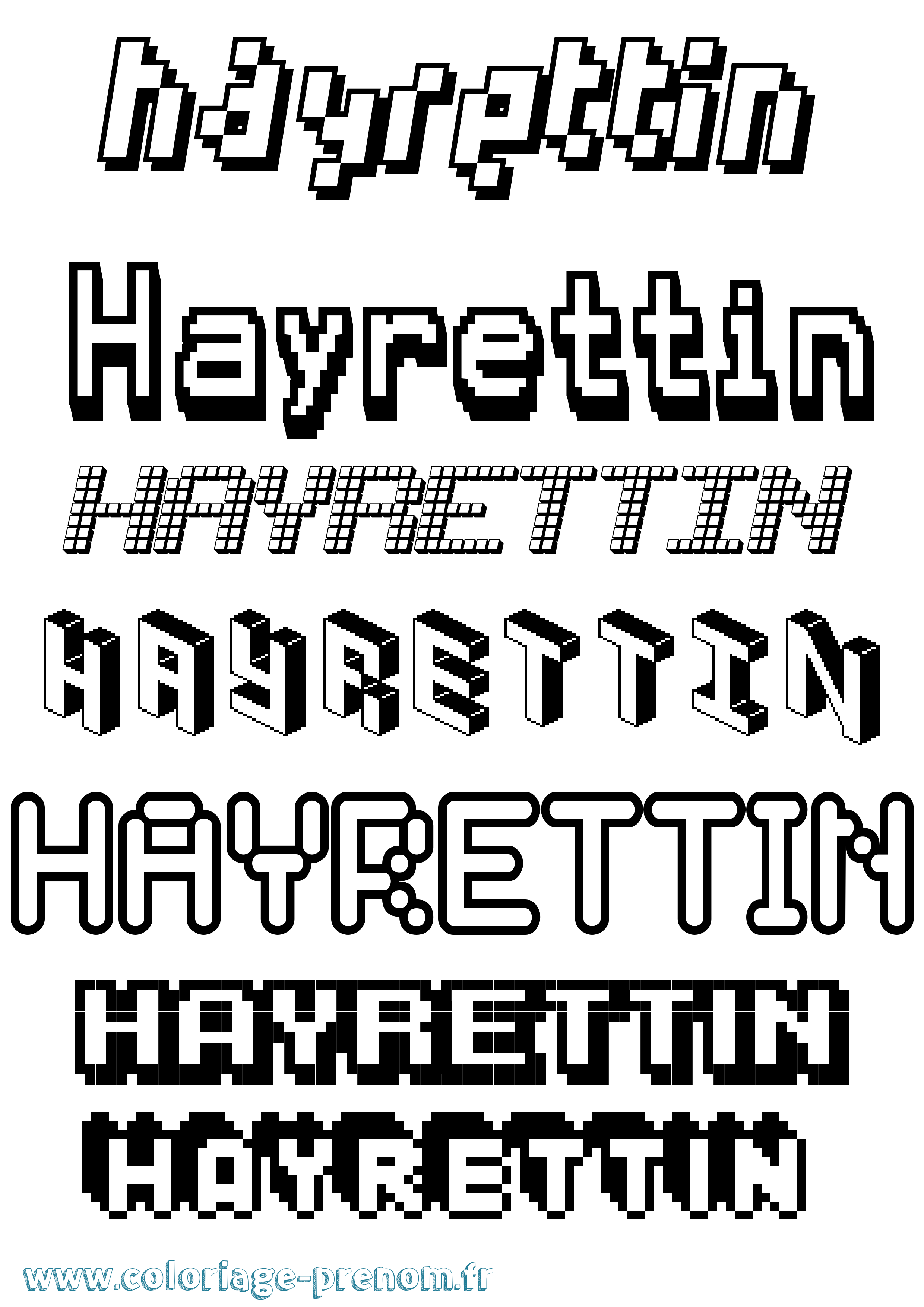 Coloriage Hayrettin Pixel Coloriage prénom Hayrettin Pixel