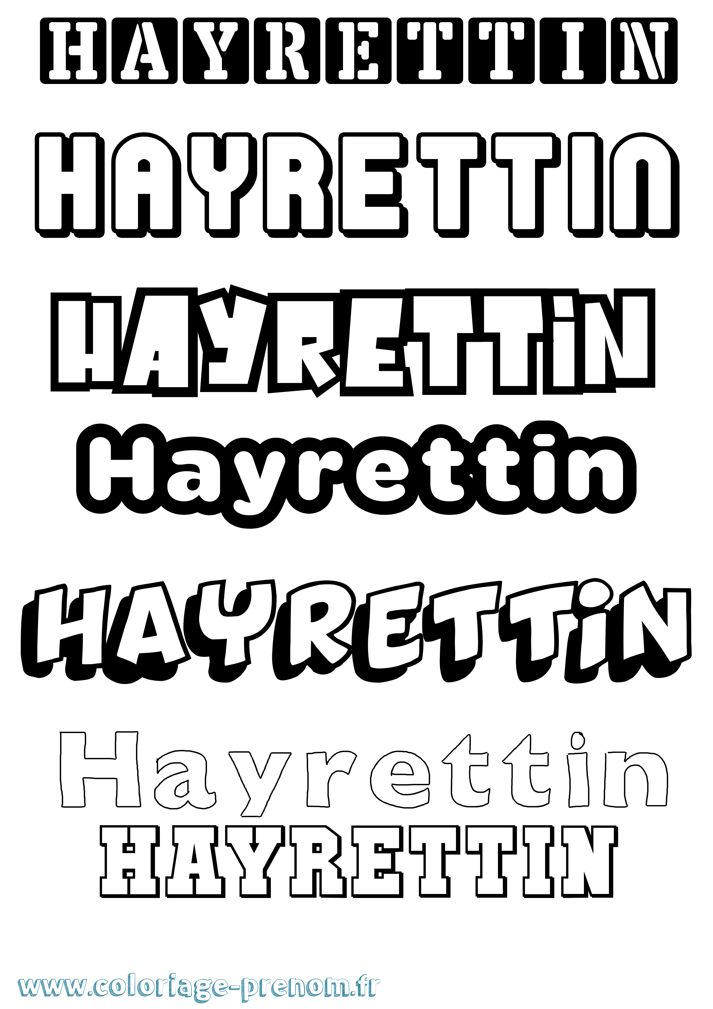 Coloriage Hayrettin Simple Coloriage prénom Hayrettin Simple