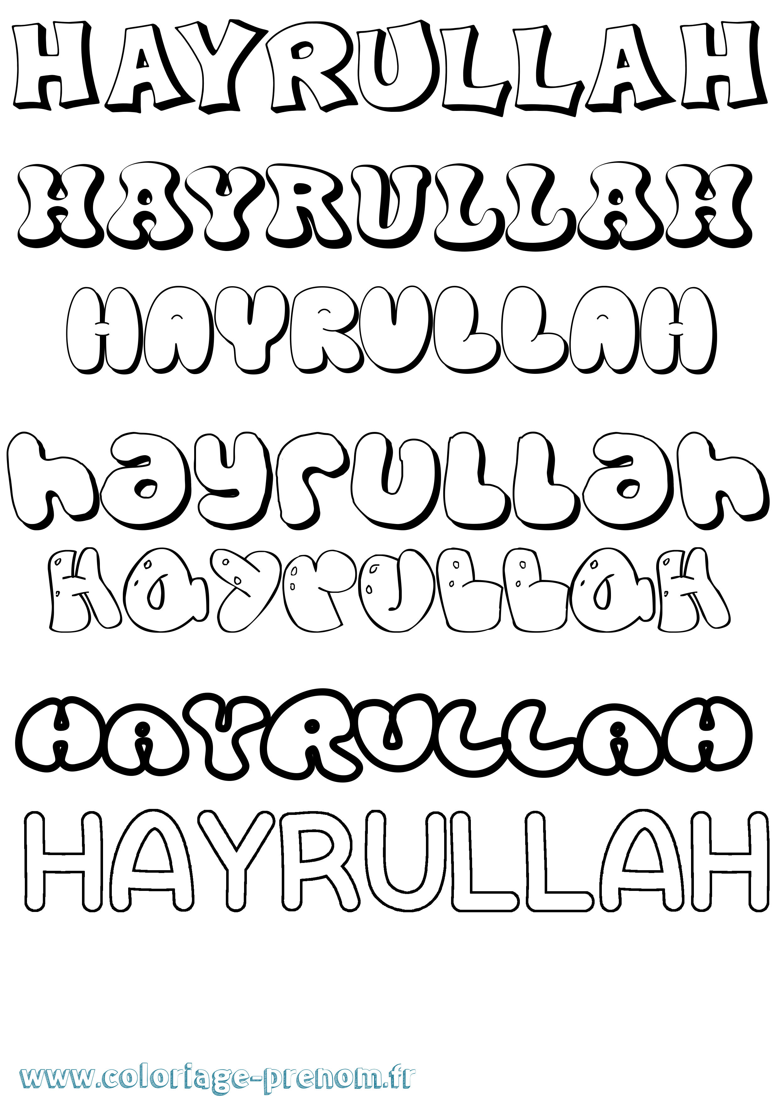 Coloriage Hayrullah Bubble Coloriage prénom Hayrullah Bubble