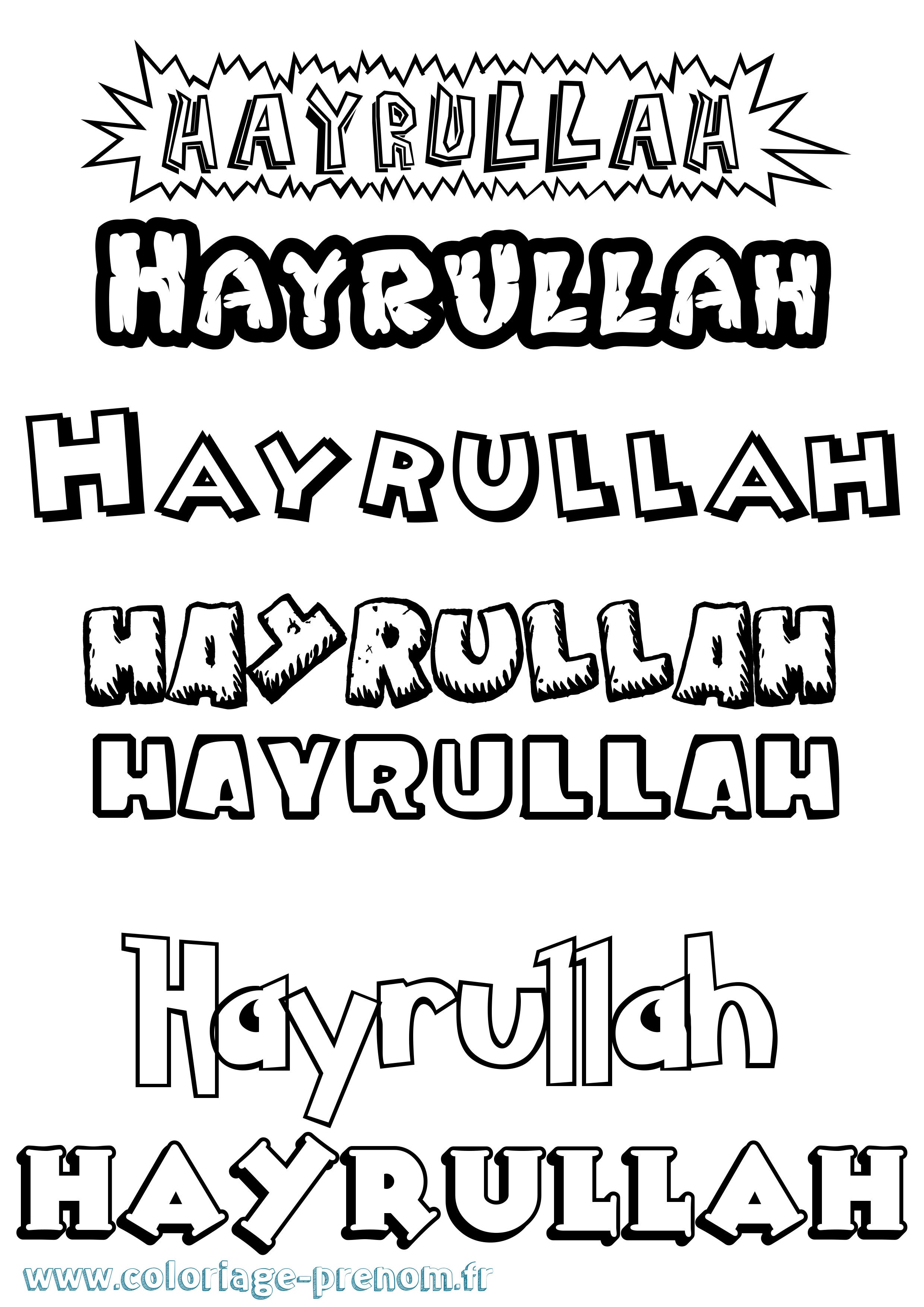 Coloriage Hayrullah Dessin Animé Coloriage prénom Hayrullah Dessin Animé