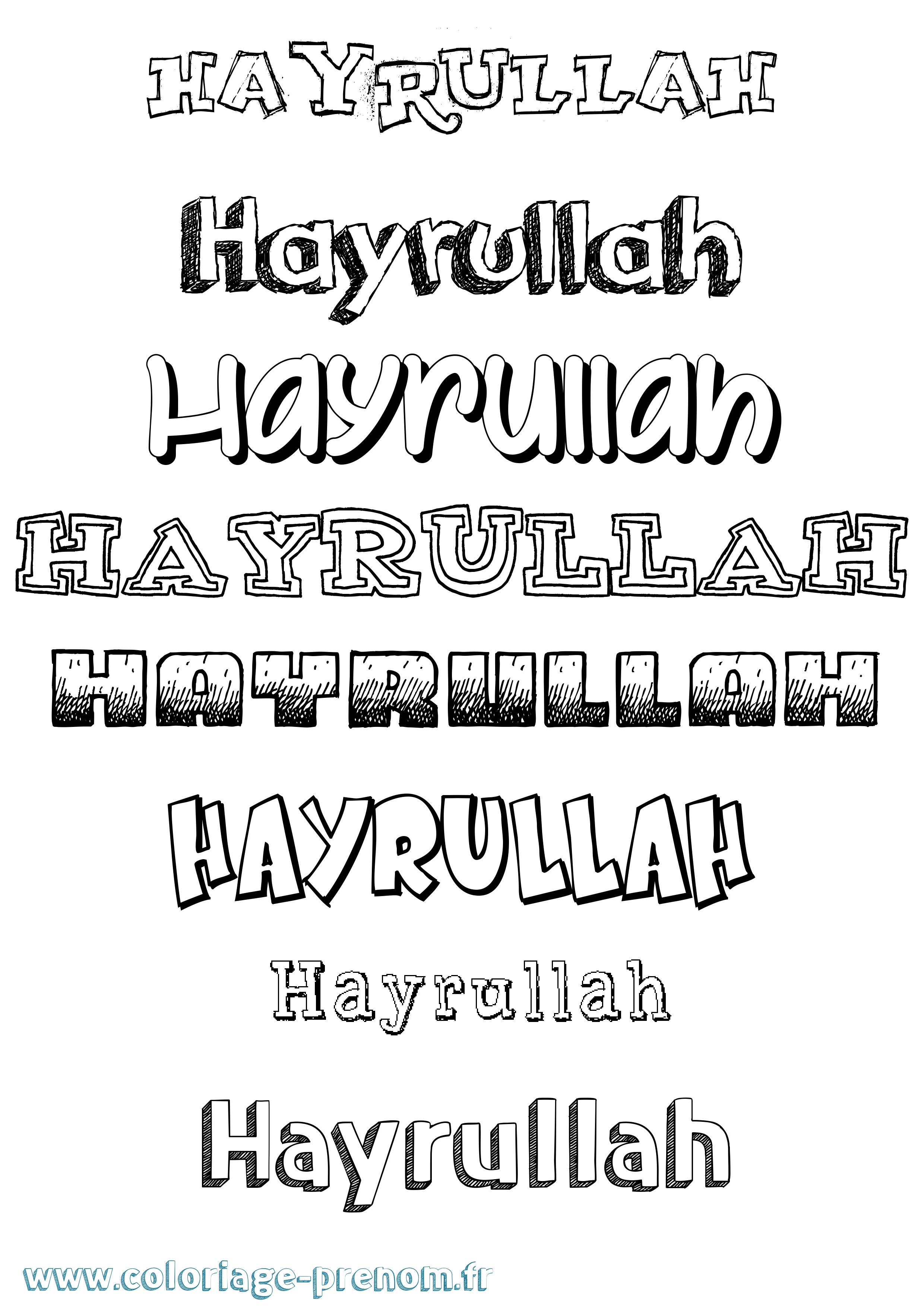 Coloriage Hayrullah Dessiné Coloriage prénom Hayrullah Dessiné