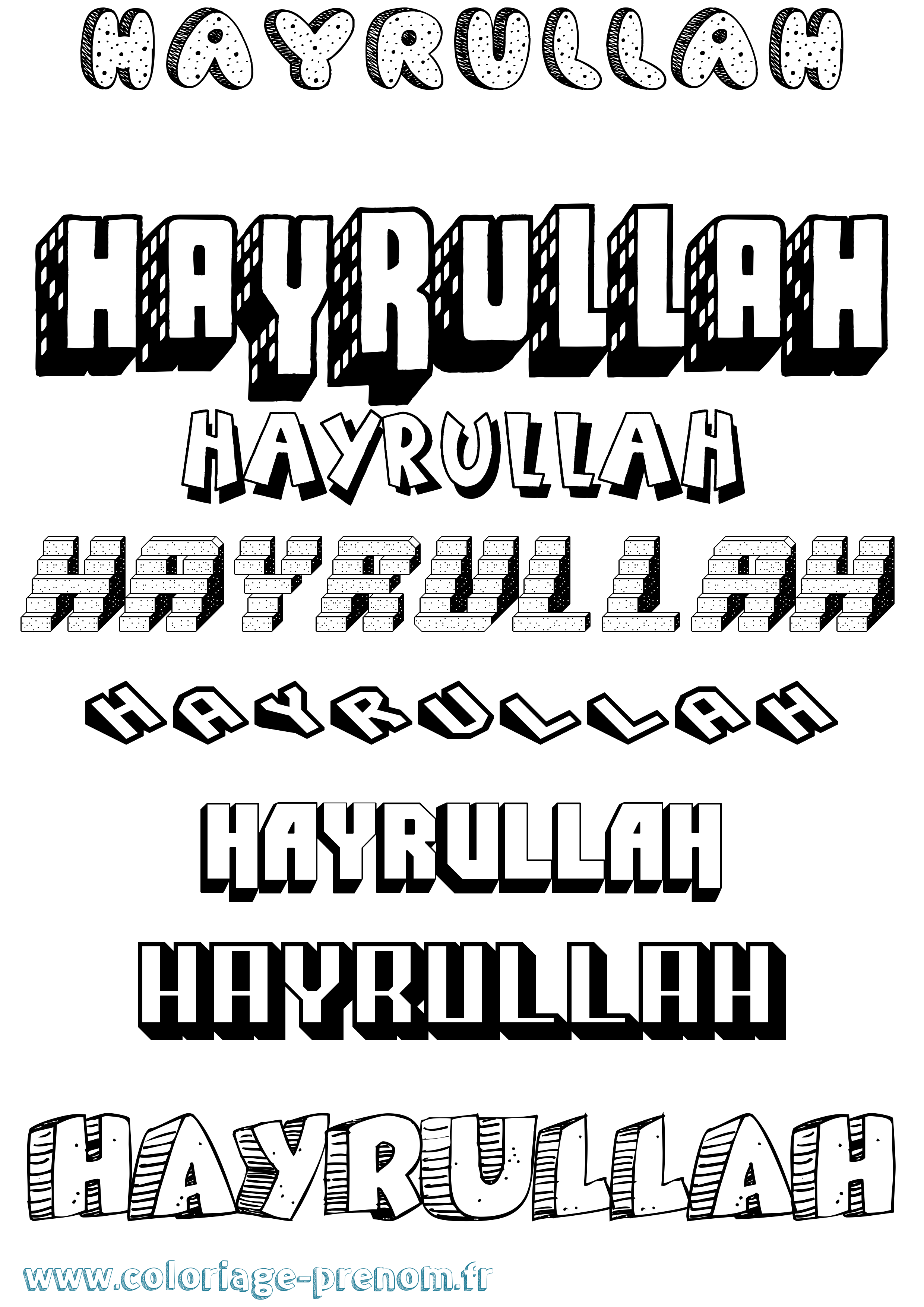 Coloriage Hayrullah Effet 3D Coloriage prénom Hayrullah Effet 3D