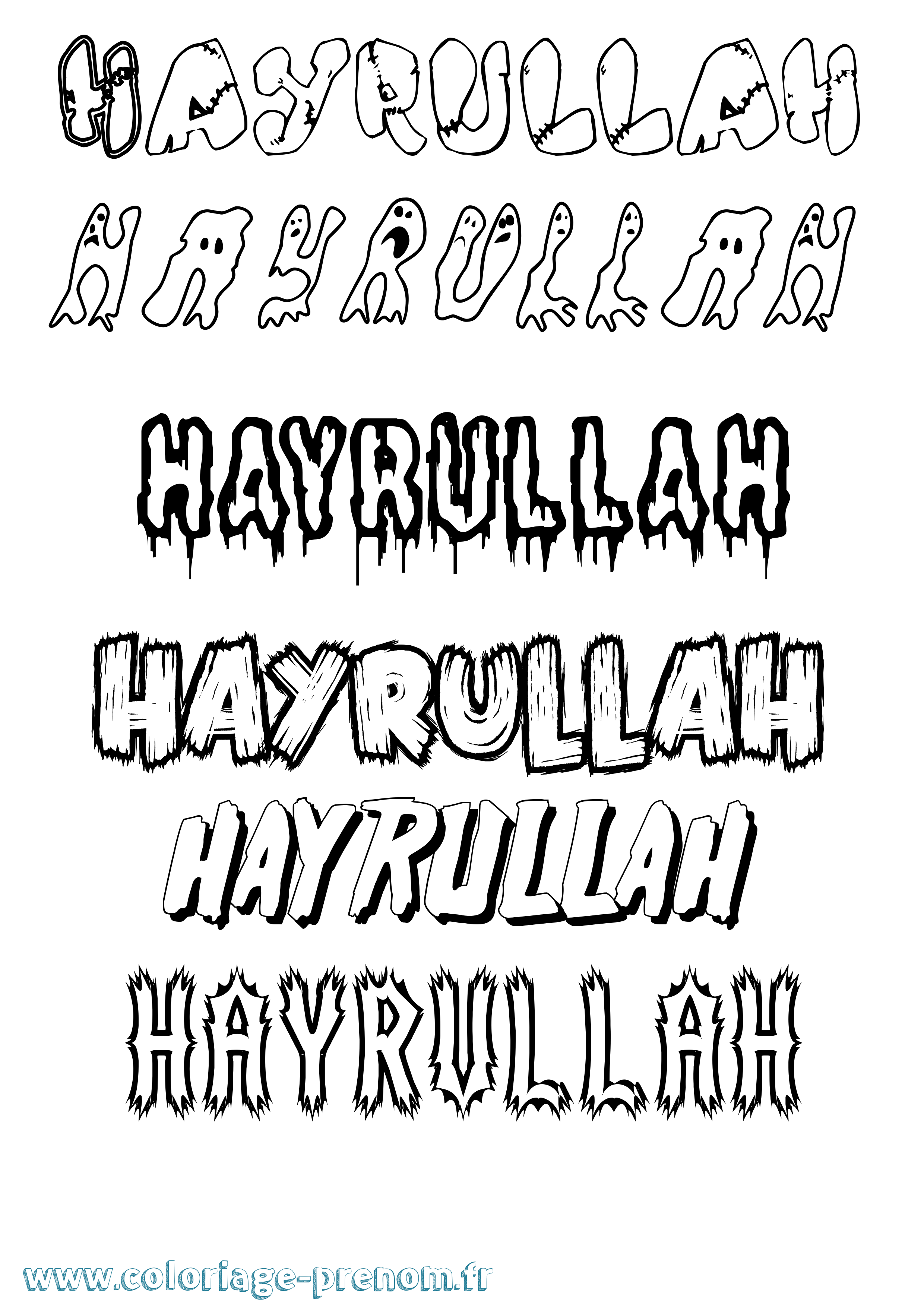 Coloriage Hayrullah Frisson Coloriage prénom Hayrullah Frisson