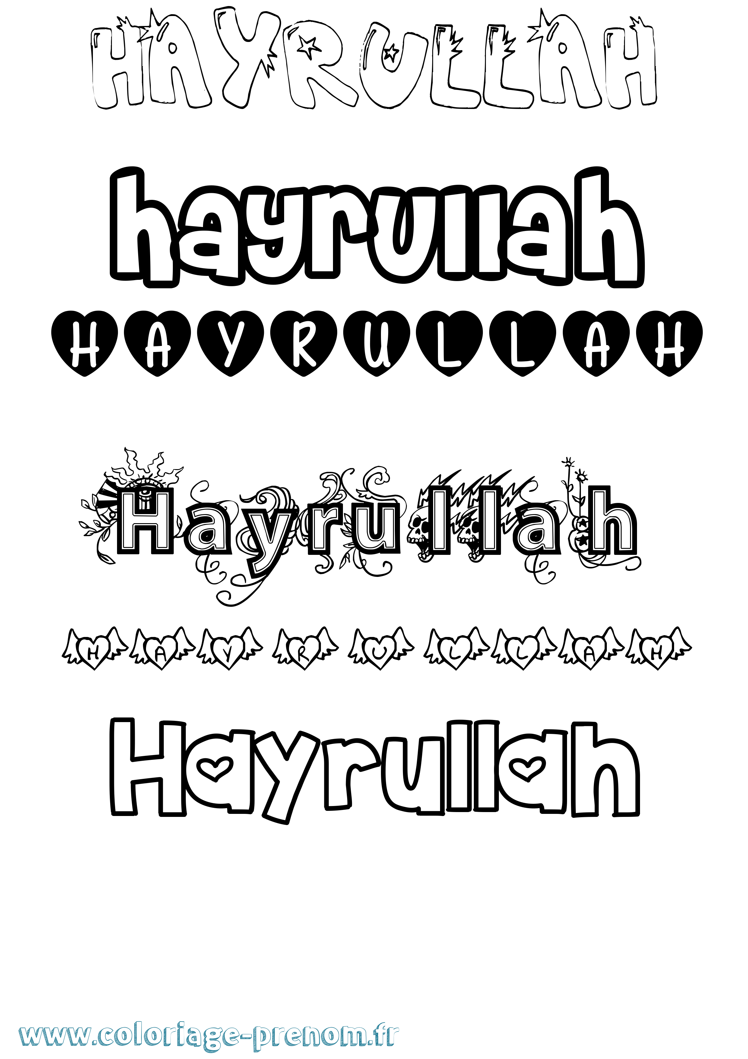 Coloriage Hayrullah Girly Coloriage prénom Hayrullah Girly