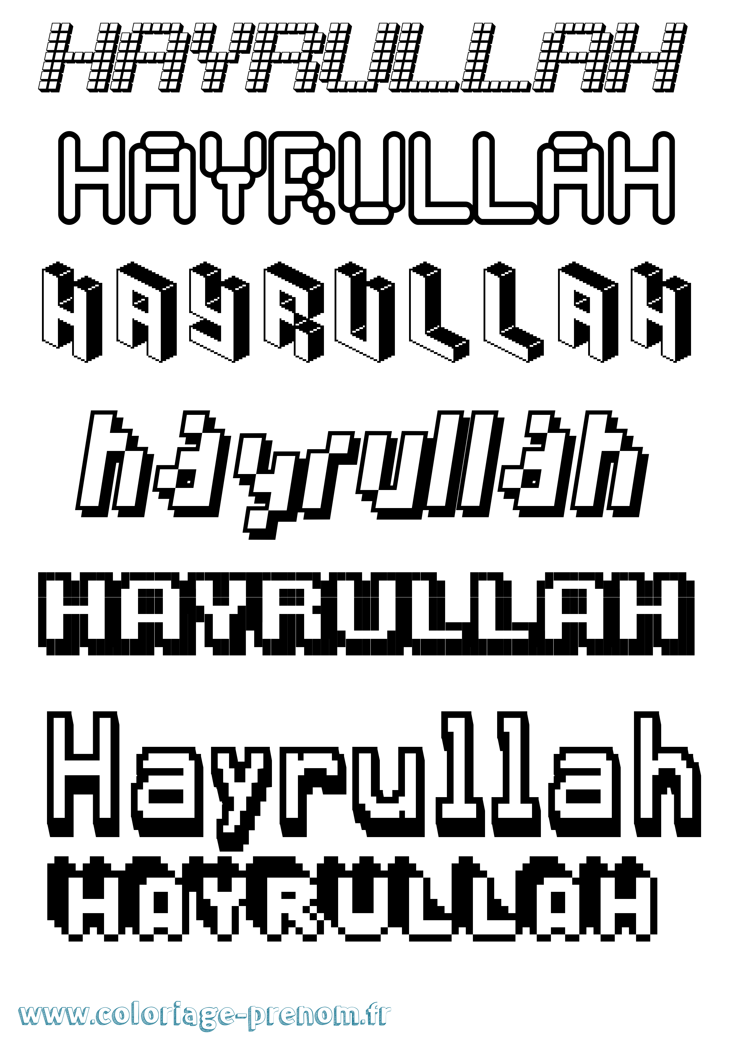 Coloriage Hayrullah Pixel Coloriage prénom Hayrullah Pixel