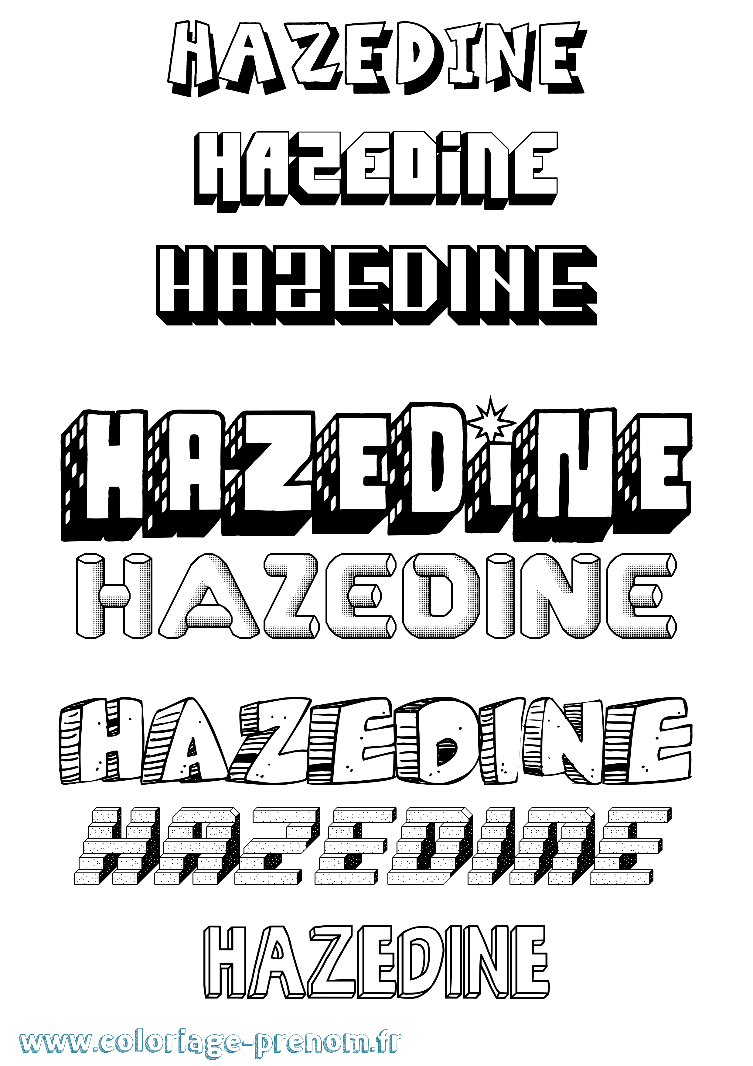 Coloriage Hazedine Effet 3D Coloriage prénom Hazedine Effet 3D
