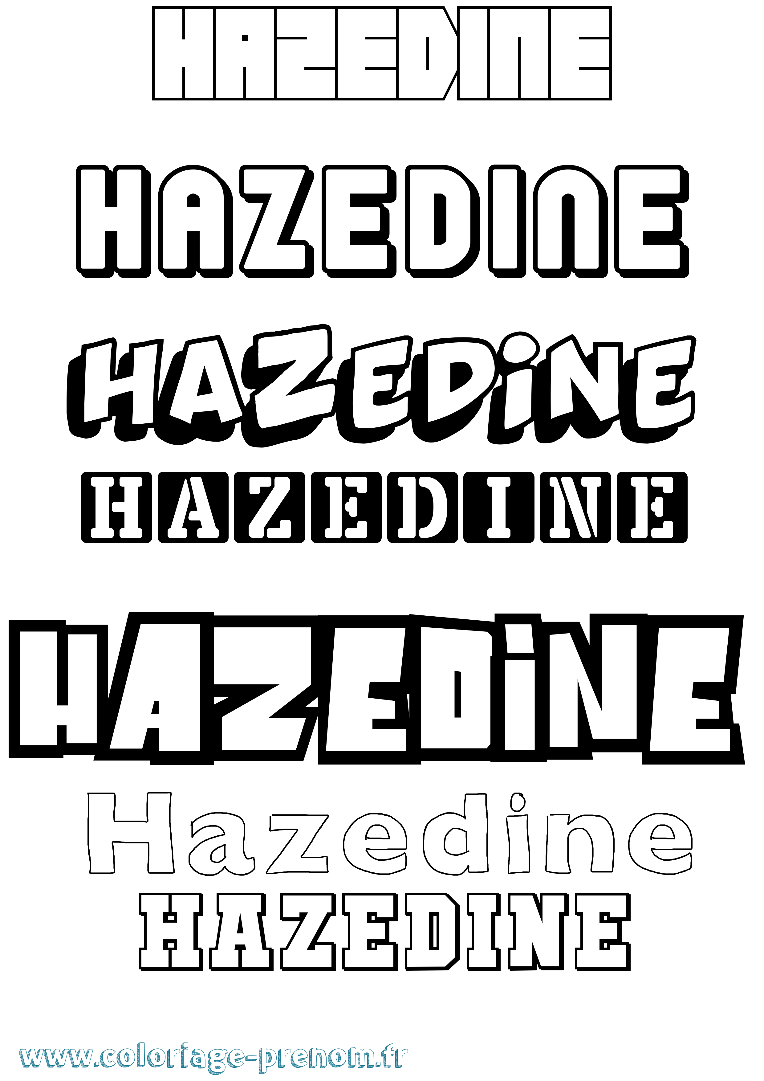 Coloriage Hazedine Simple Coloriage prénom Hazedine Simple