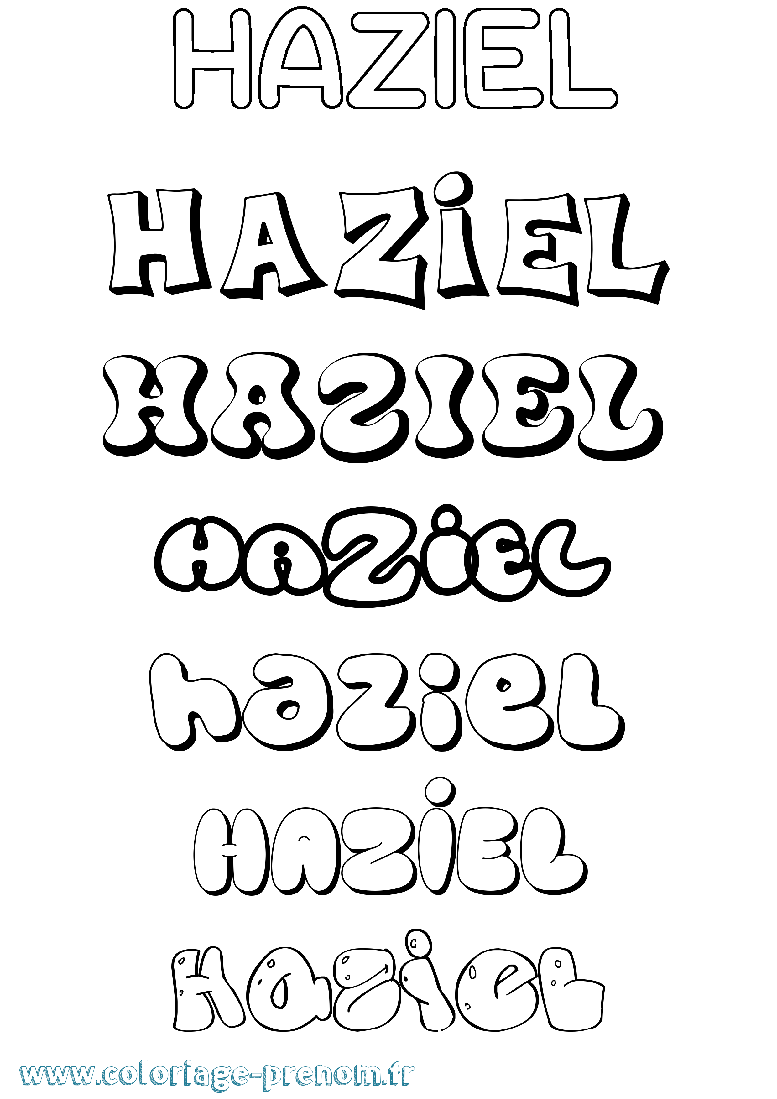 Coloriage Haziel Bubble Coloriage prénom Haziel Bubble