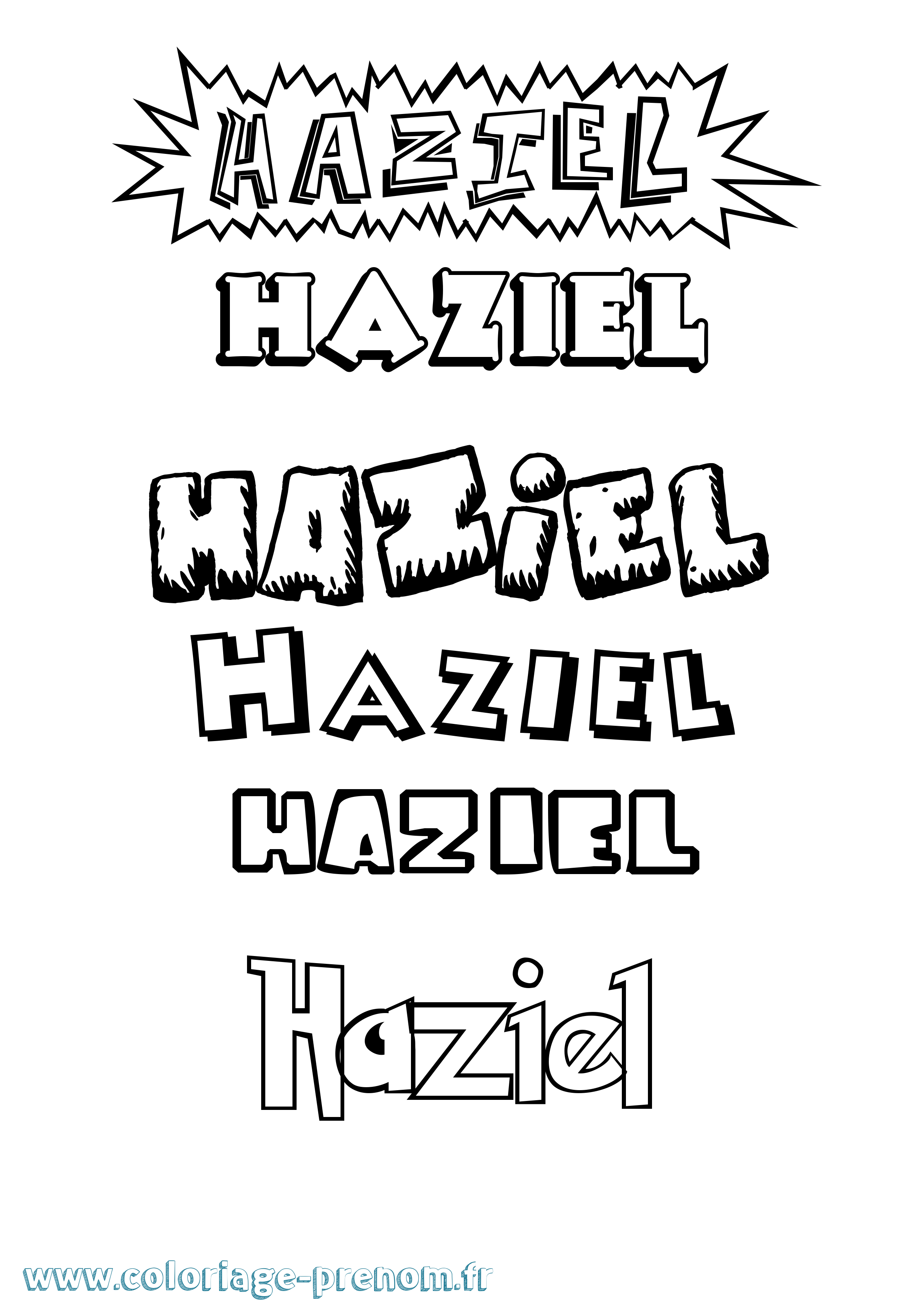 Coloriage Haziel Dessin Animé Coloriage prénom Haziel Dessin Animé