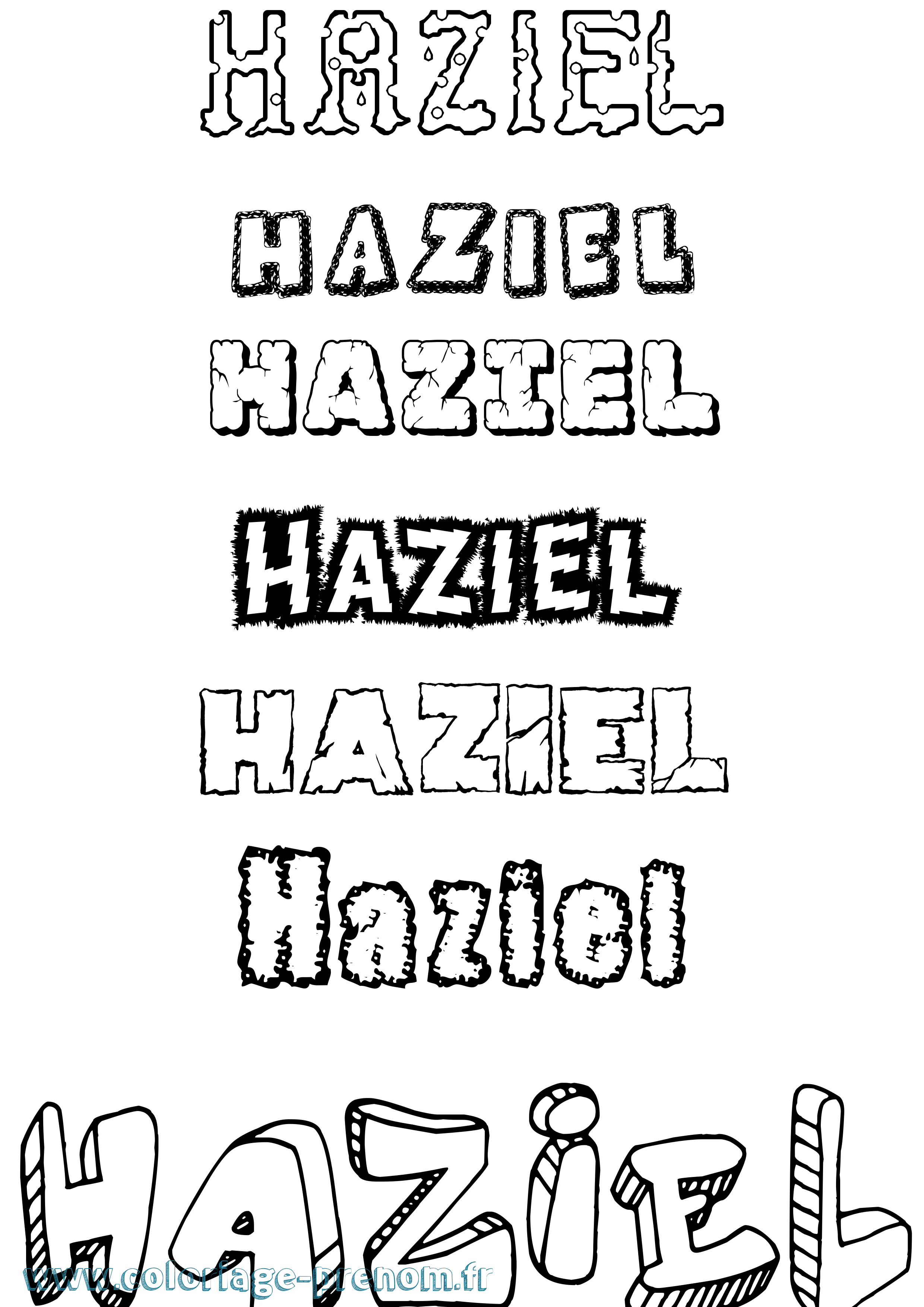 Coloriage Haziel Destructuré Coloriage prénom Haziel Destructuré