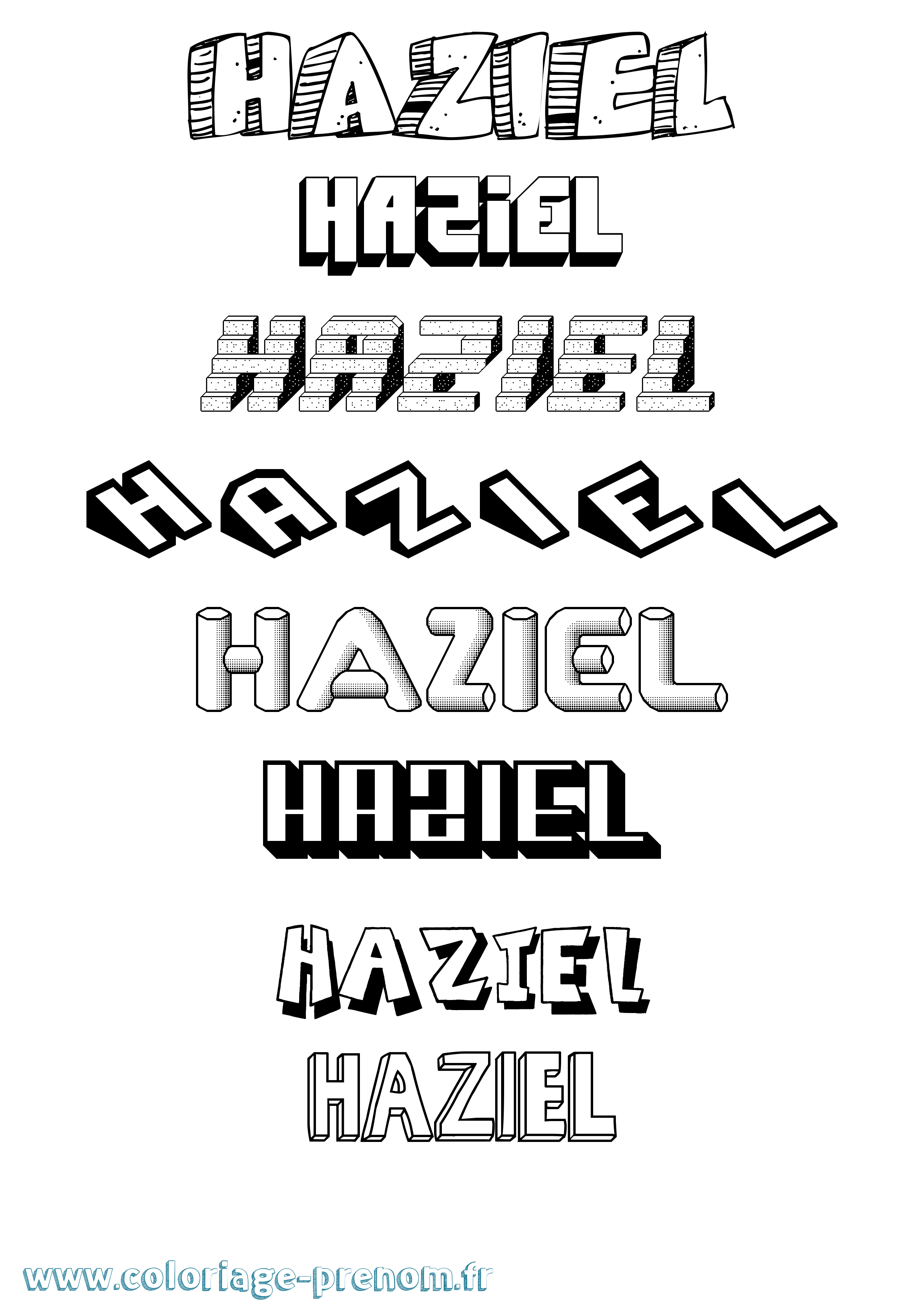Coloriage Haziel Effet 3D Coloriage prénom Haziel Effet 3D