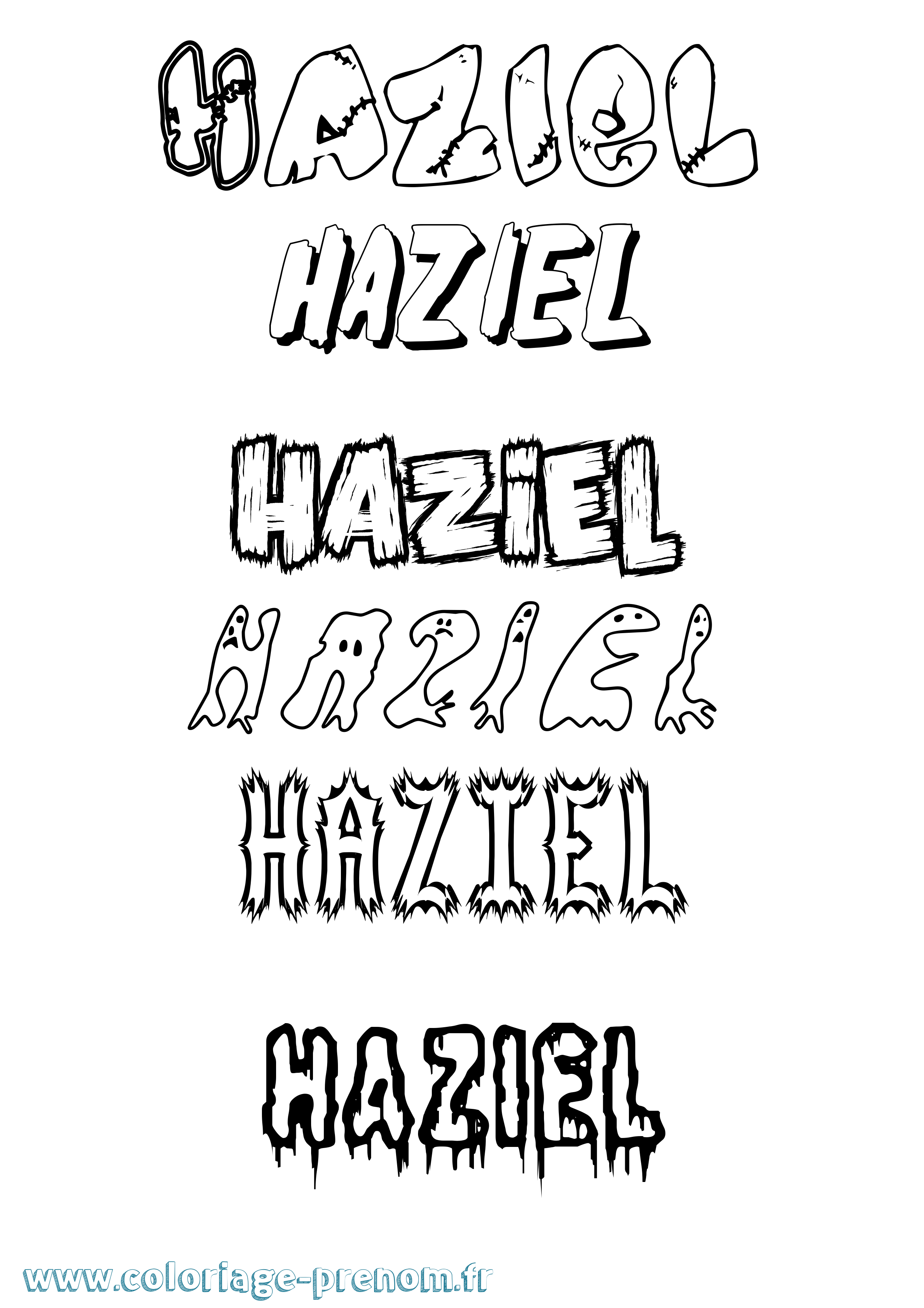 Coloriage Haziel Frisson Coloriage prénom Haziel Frisson