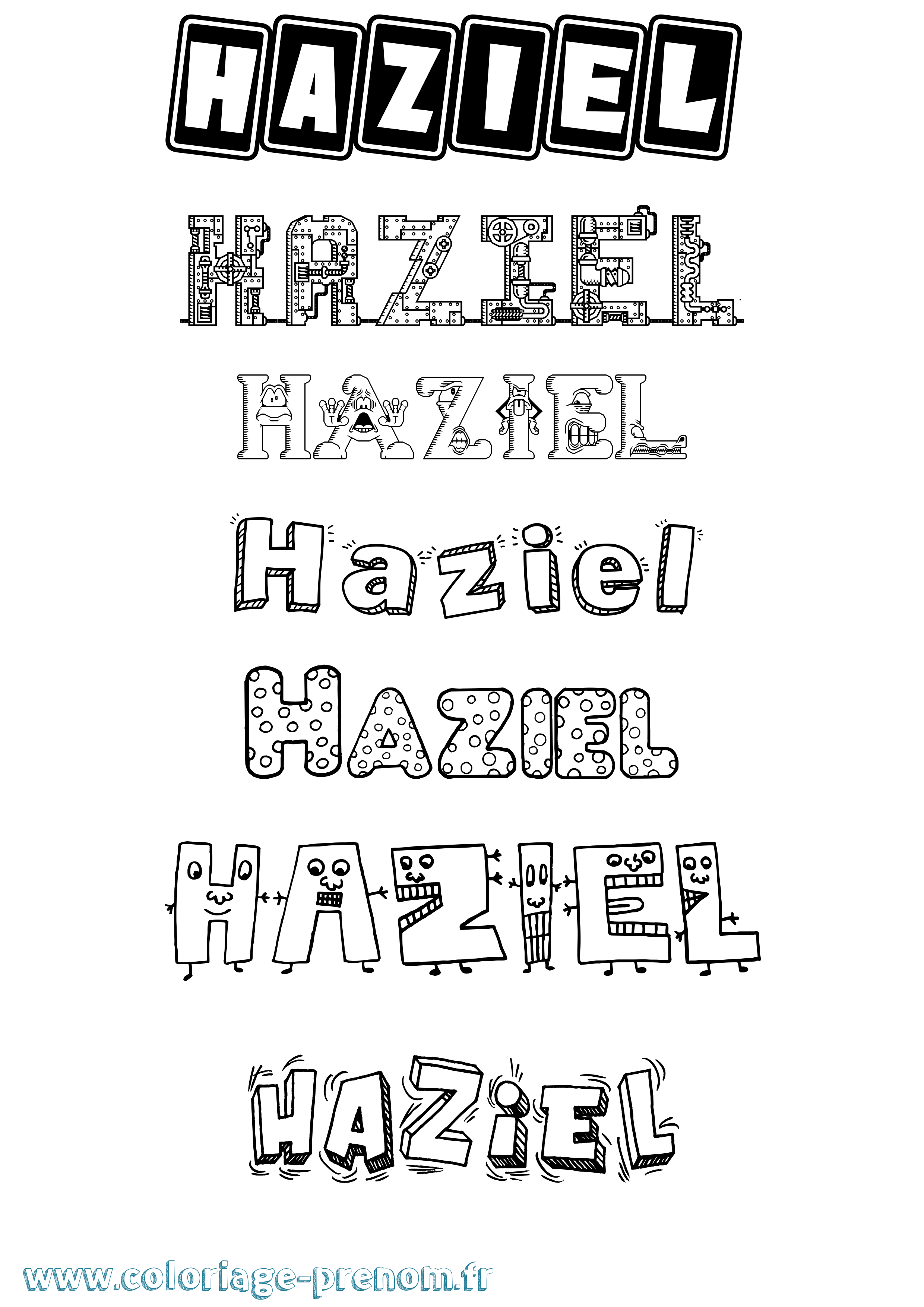 Coloriage Haziel Fun Coloriage prénom Haziel Fun