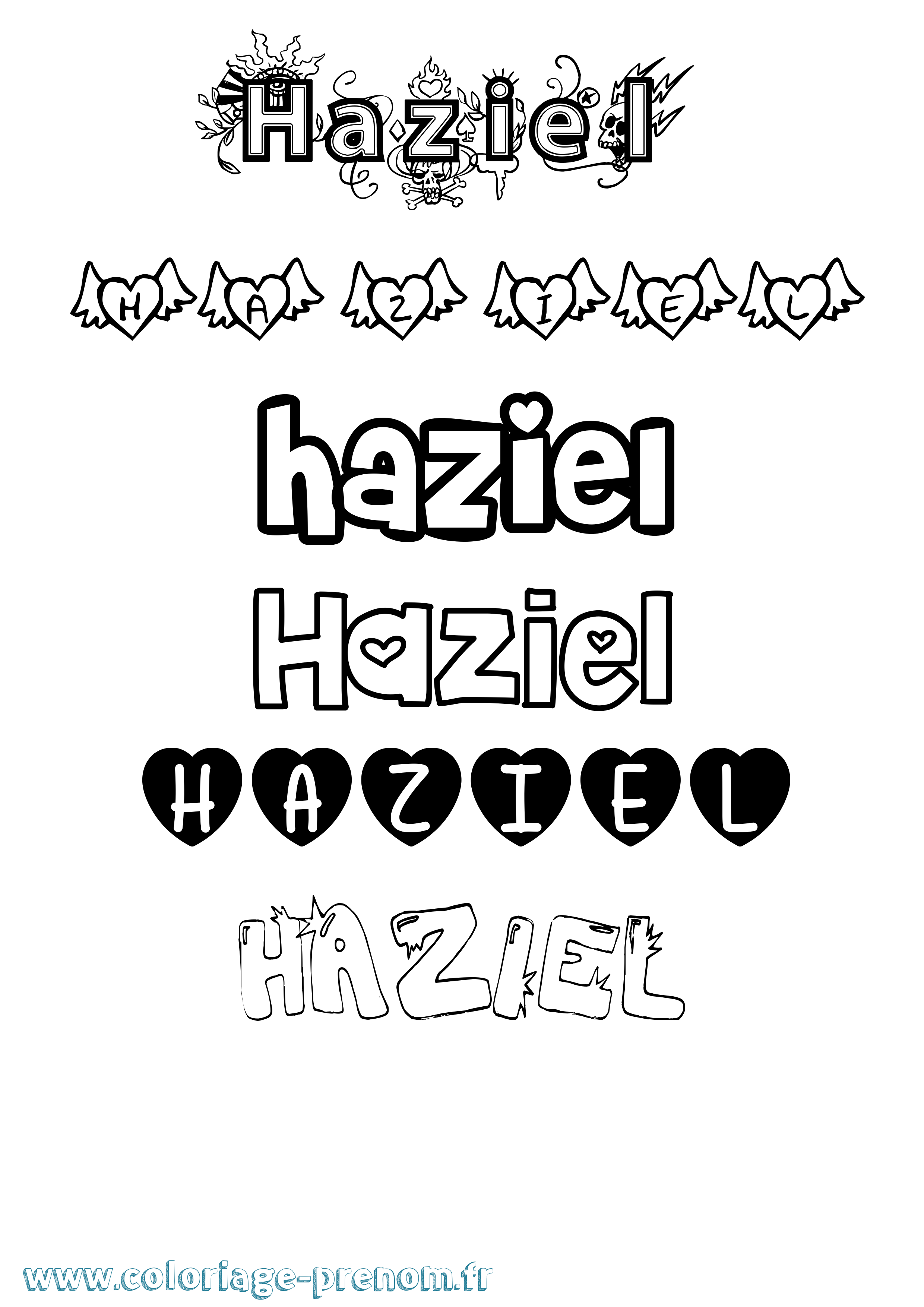 Coloriage Haziel Girly Coloriage prénom Haziel Girly