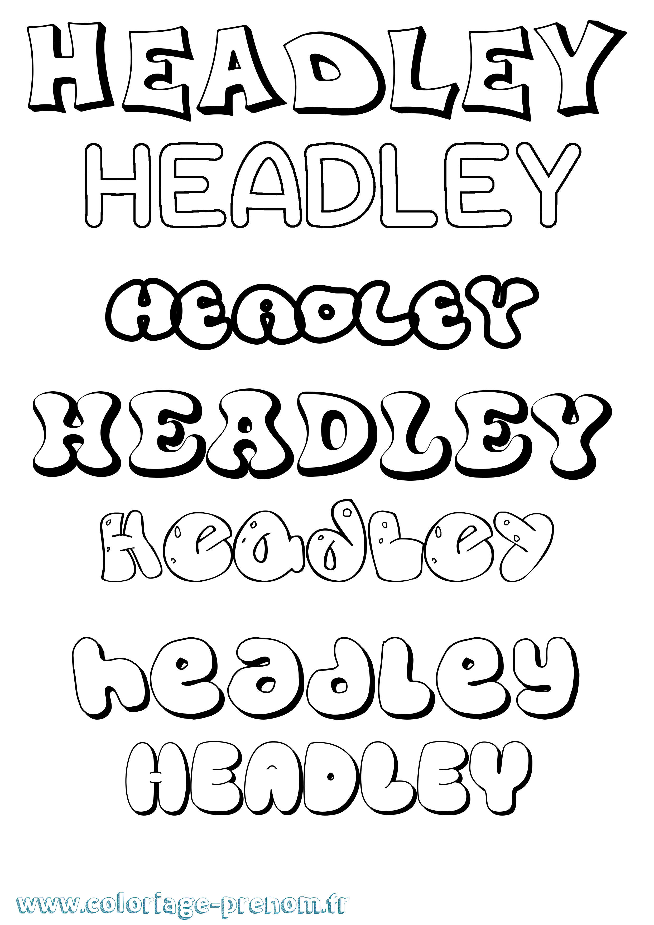 Coloriage Headley Bubble Coloriage prénom Headley Bubble