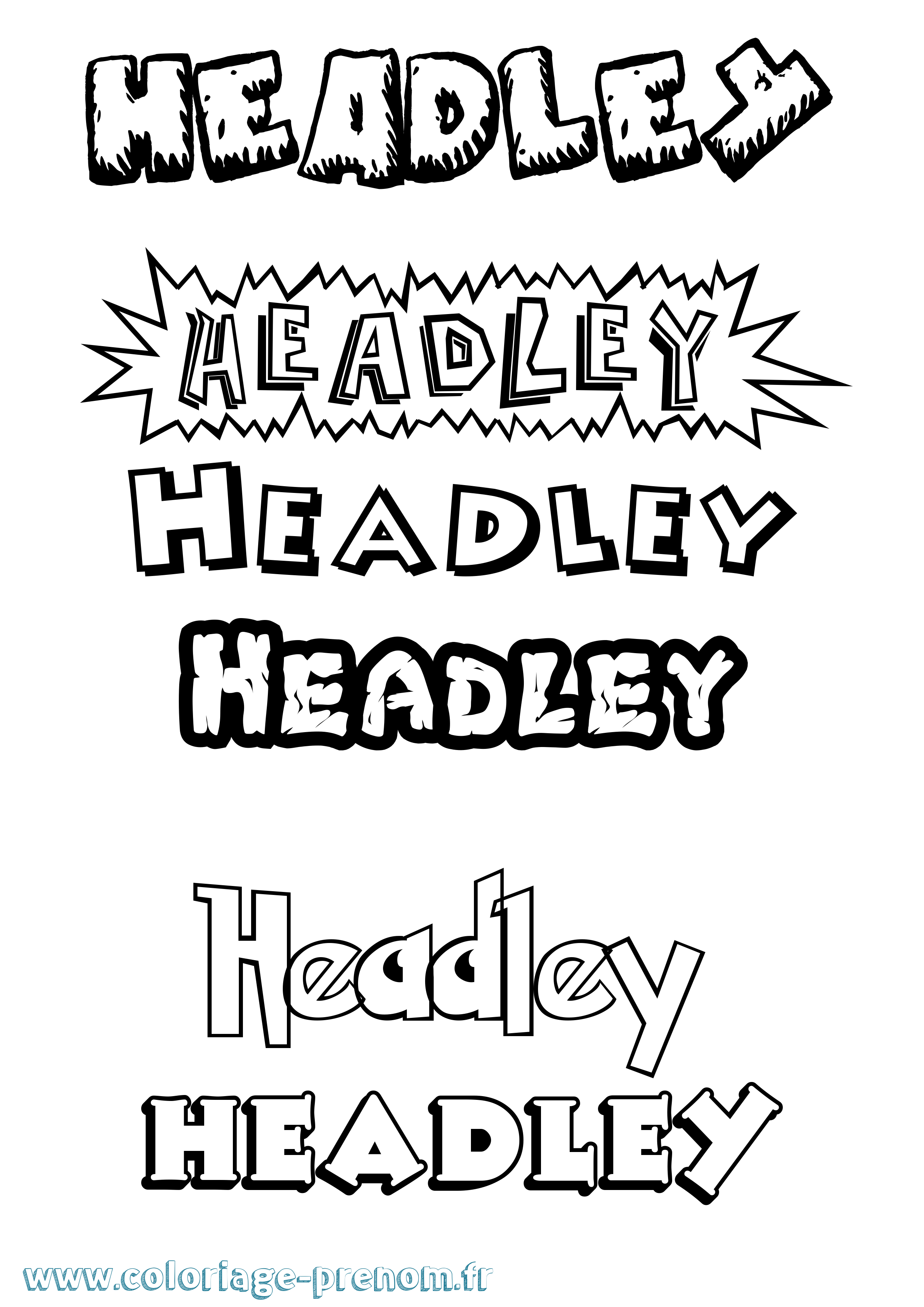 Coloriage Headley Dessin Animé Coloriage prénom Headley Dessin Animé