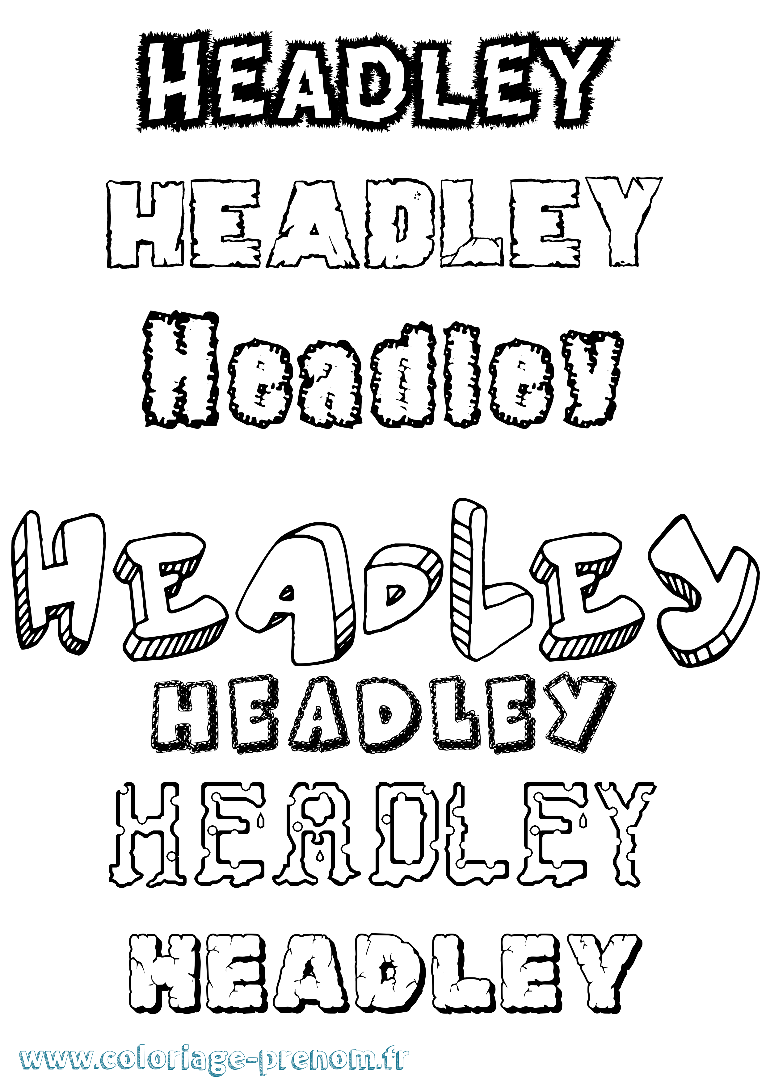 Coloriage Headley Destructuré Coloriage prénom Headley Destructuré
