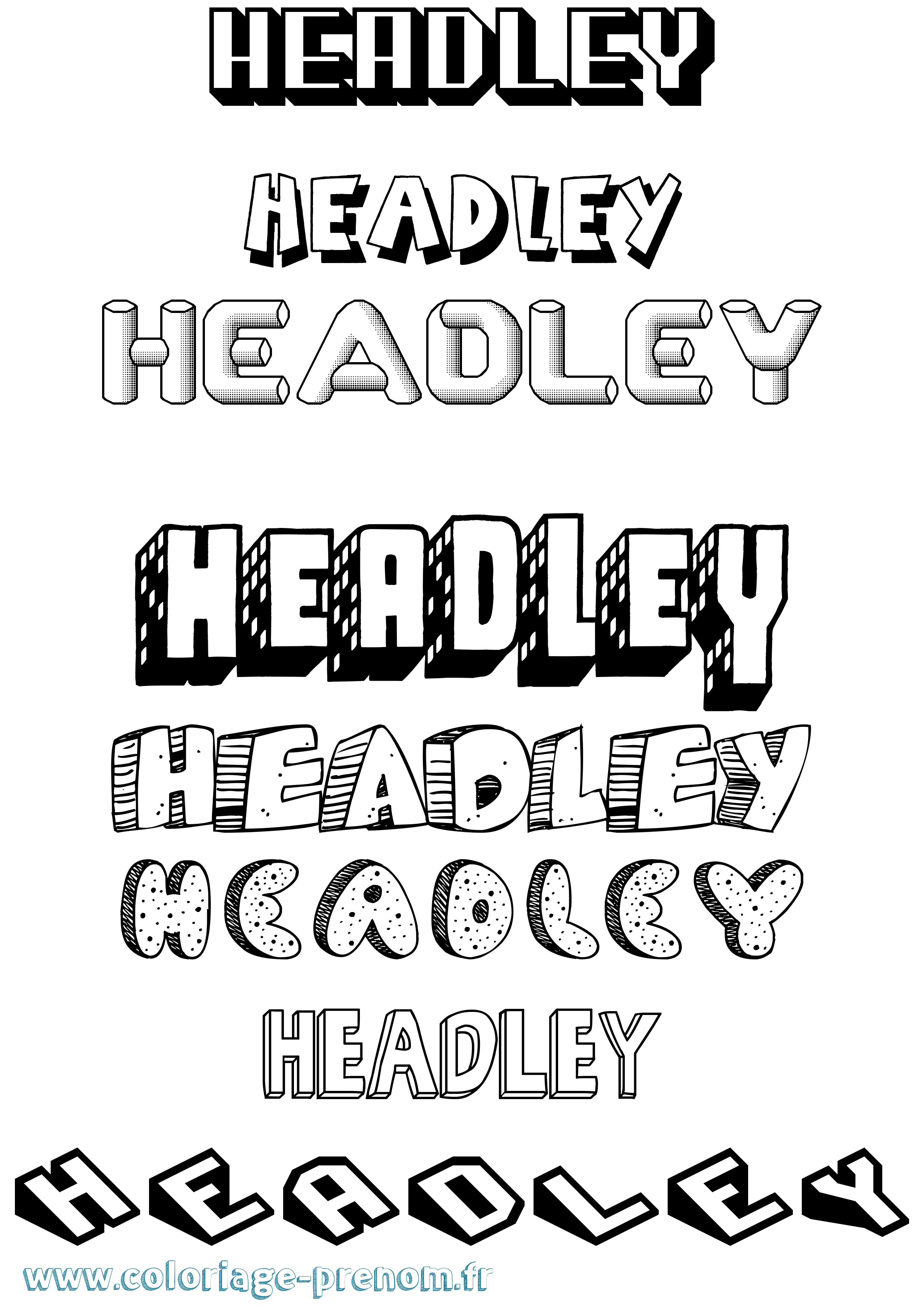 Coloriage Headley Effet 3D Coloriage prénom Headley Effet 3D