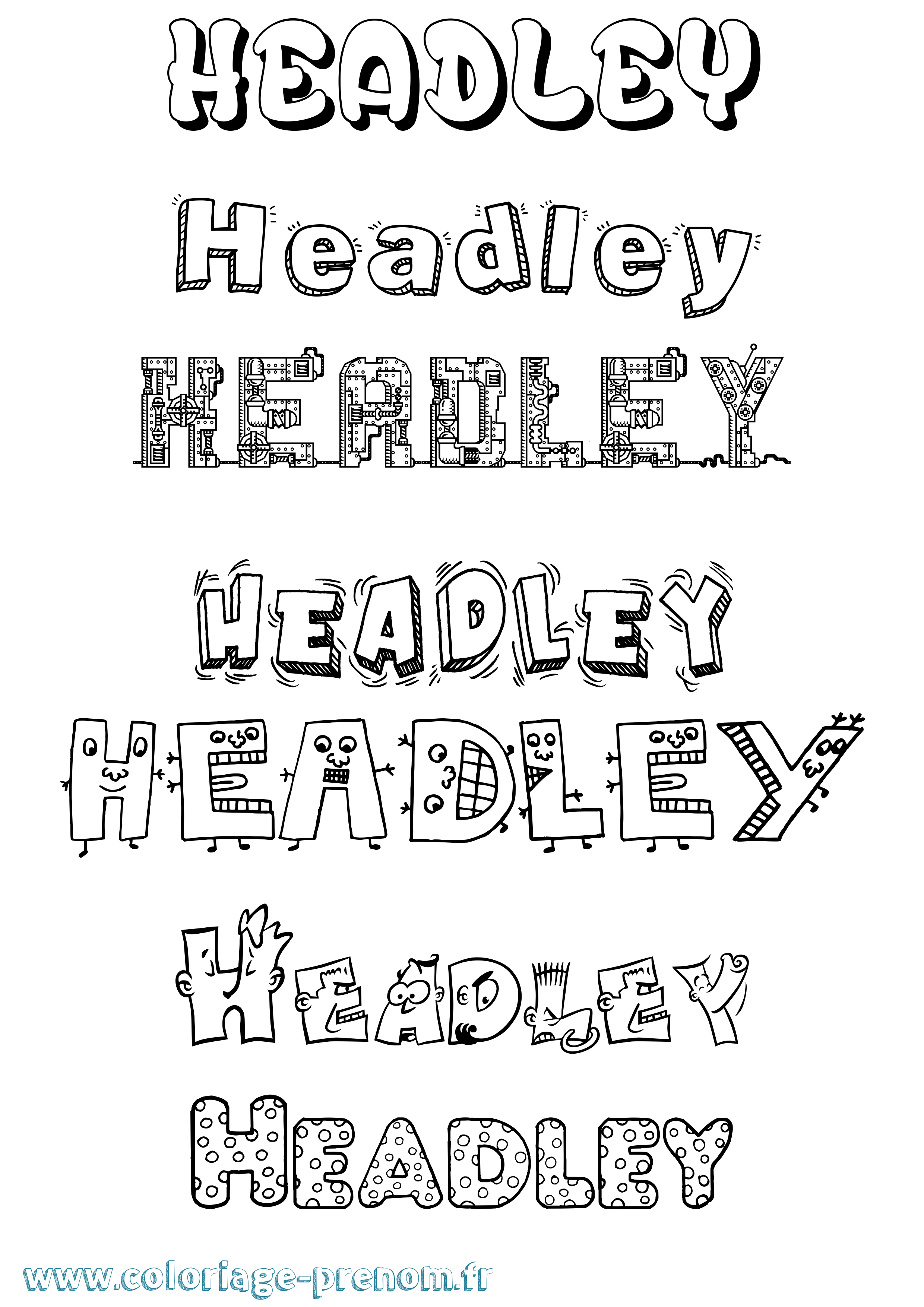 Coloriage Headley Fun Coloriage prénom Headley Fun
