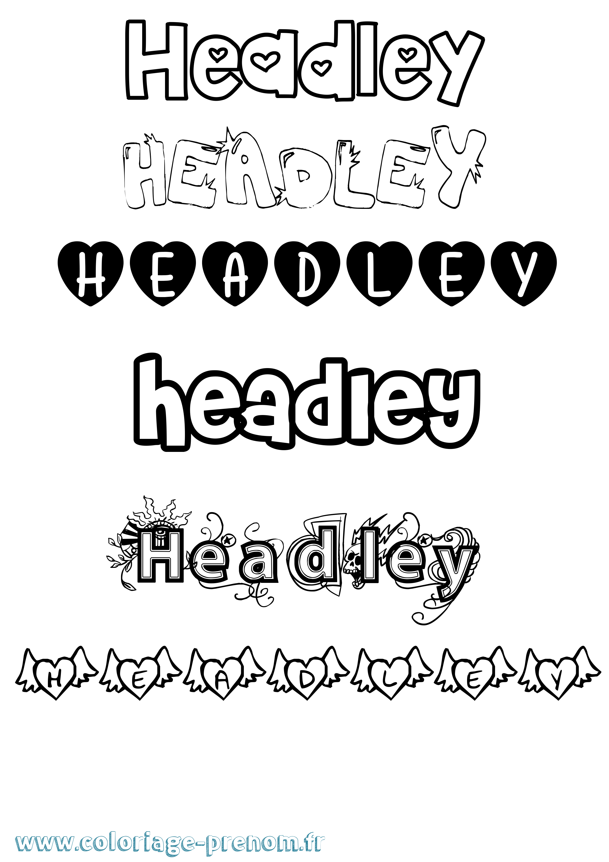 Coloriage Headley Girly Coloriage prénom Headley Girly