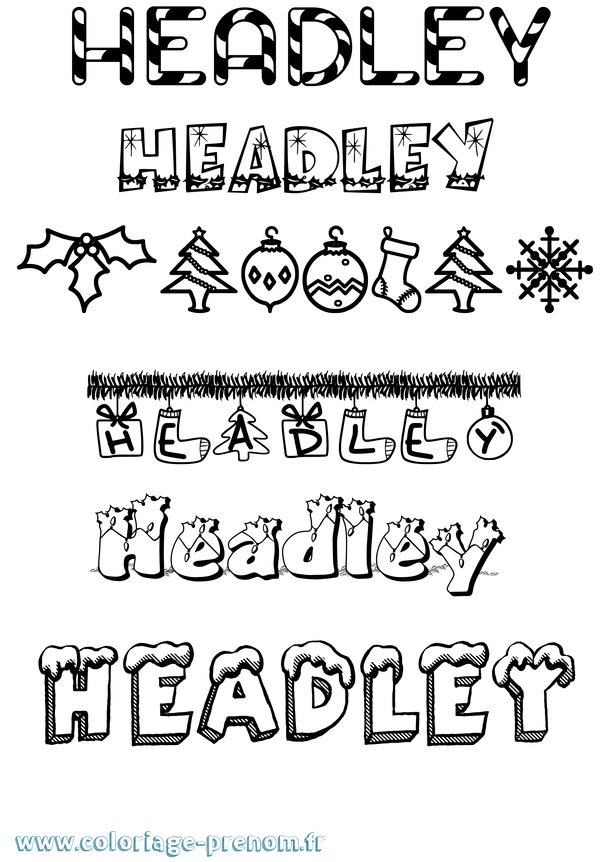 Coloriage Headley Noël Coloriage prénom Headley Noël