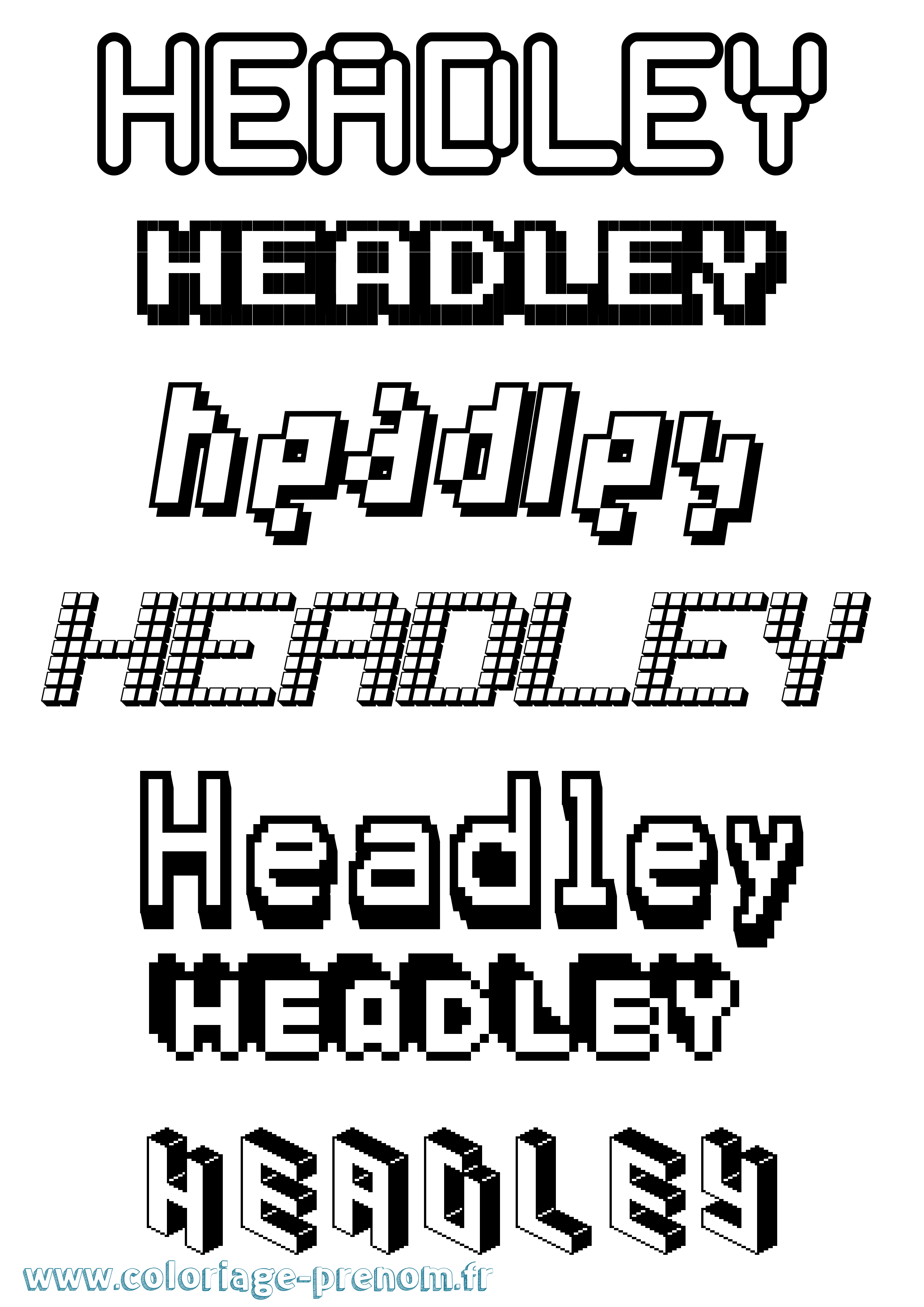 Coloriage Headley Pixel Coloriage prénom Headley Pixel