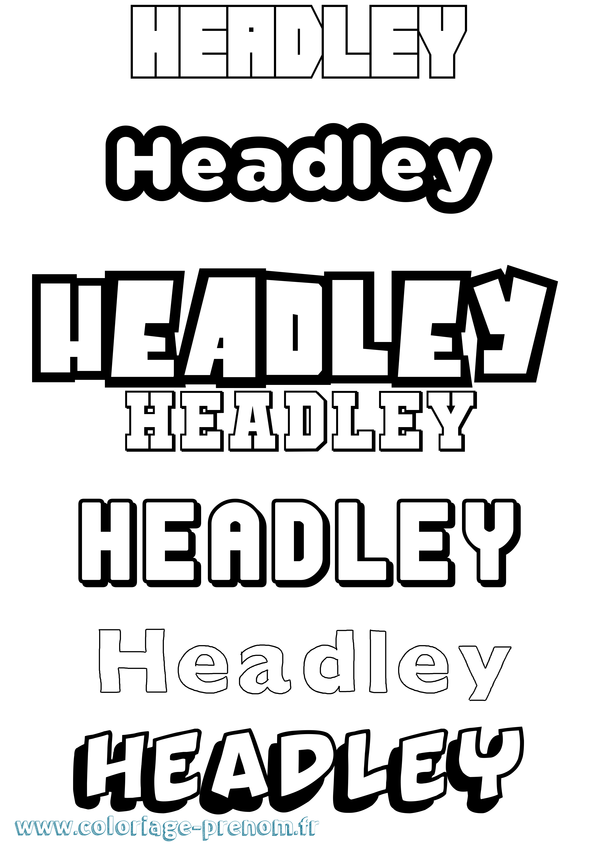 Coloriage Headley Simple Coloriage prénom Headley Simple
