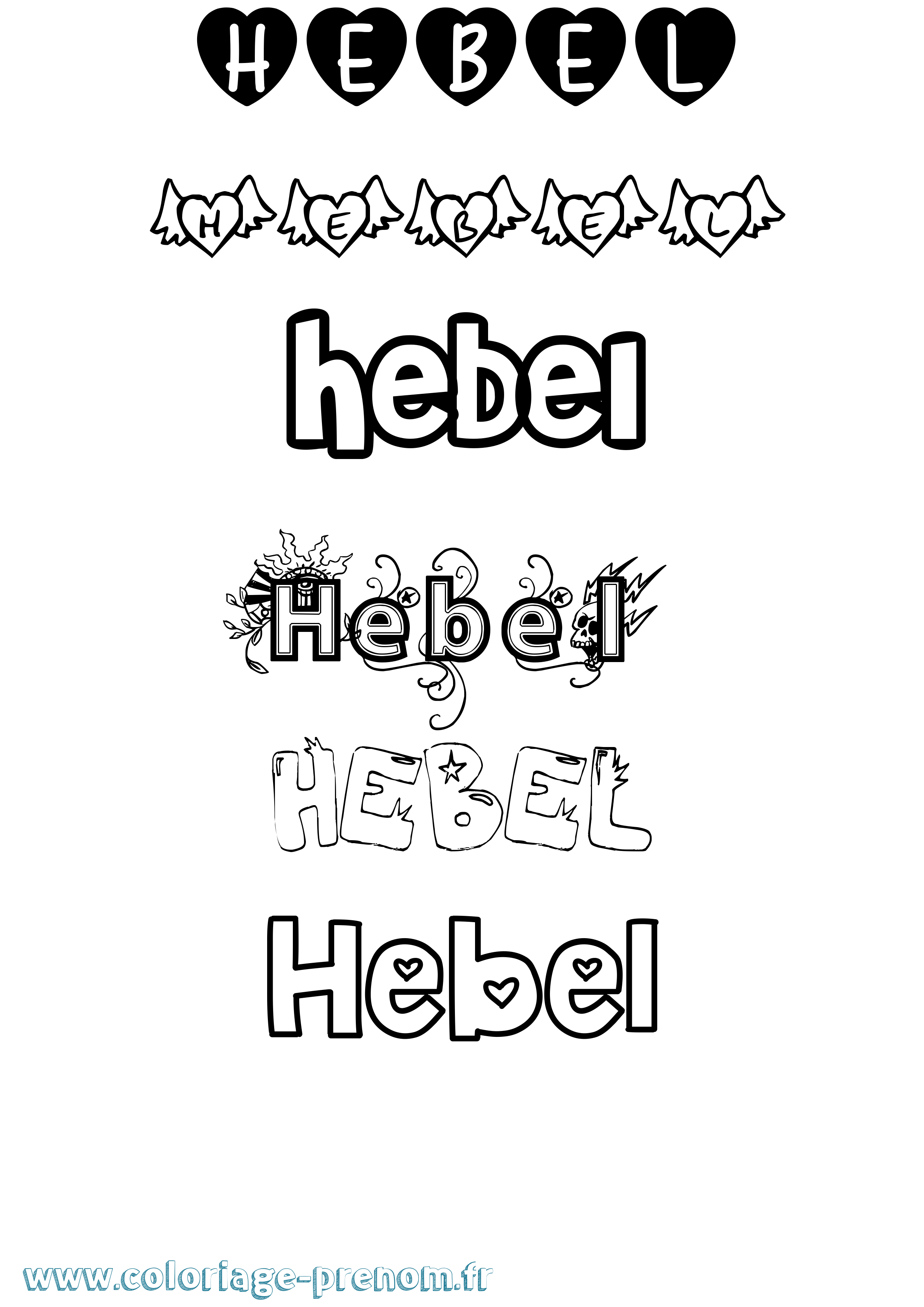 Coloriage Hebel Girly Coloriage prénom Hebel Girly