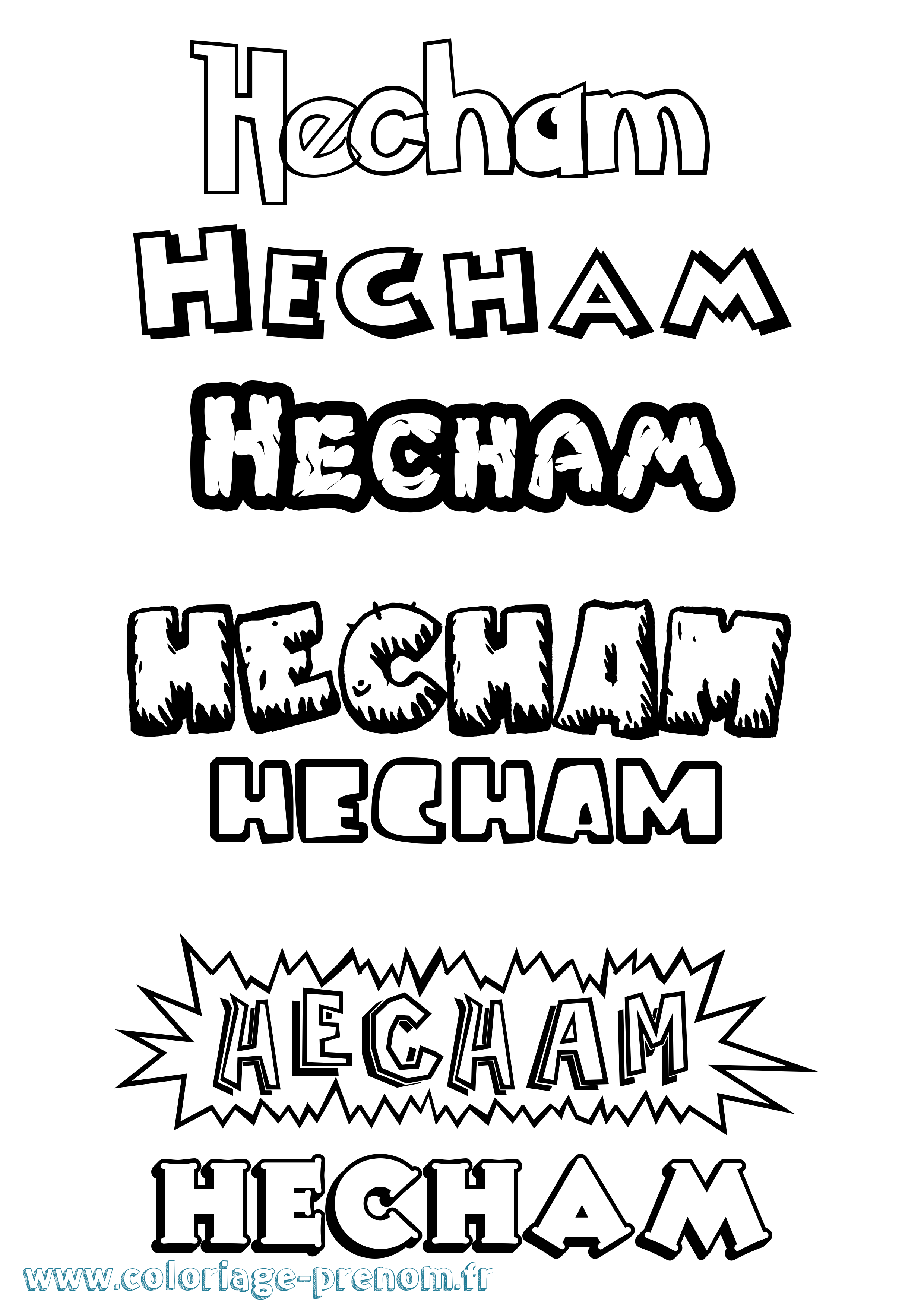 Coloriage Hecham Dessin Animé Coloriage prénom Hecham Dessin Animé
