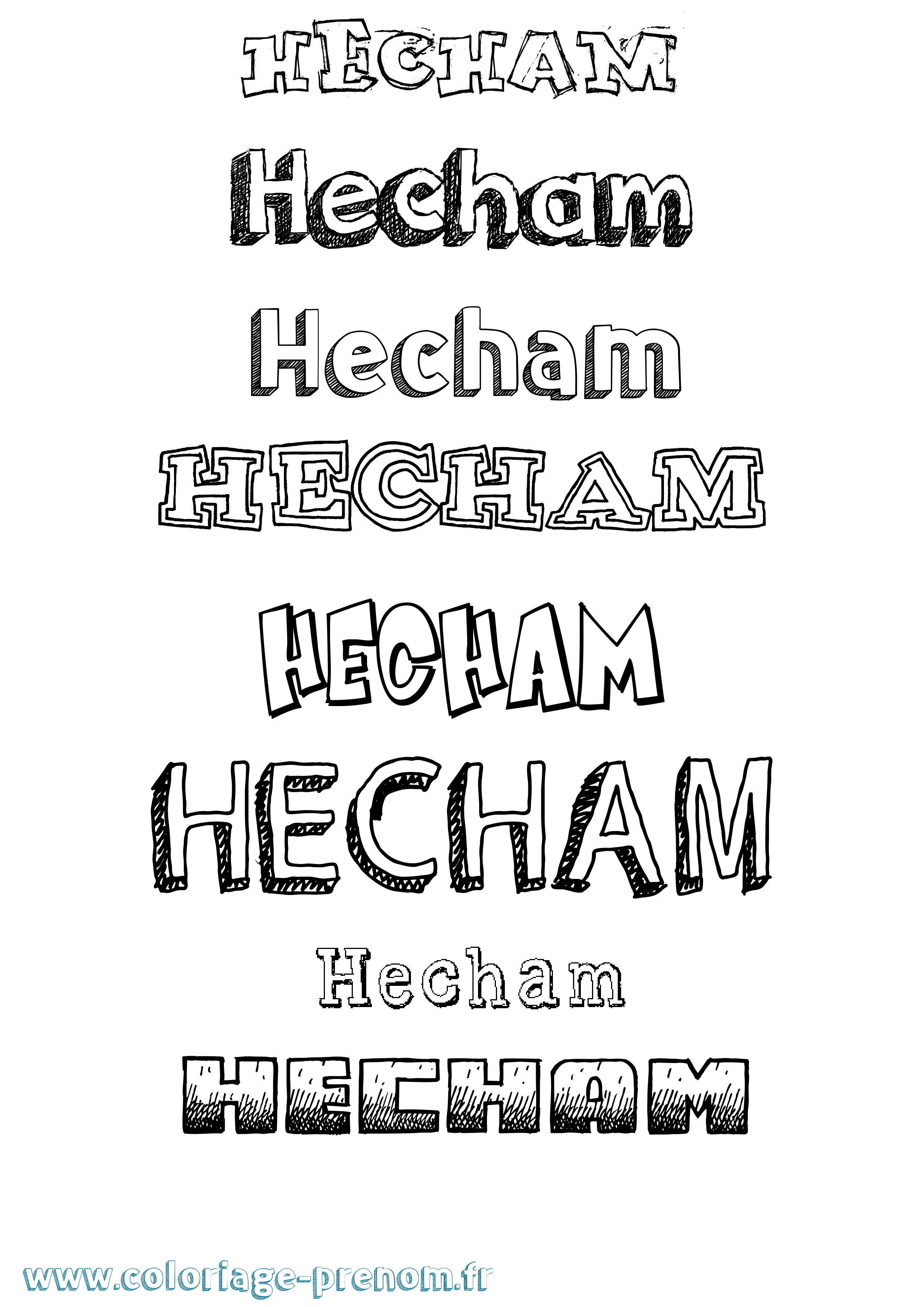 Coloriage Hecham Dessiné Coloriage prénom Hecham Dessiné