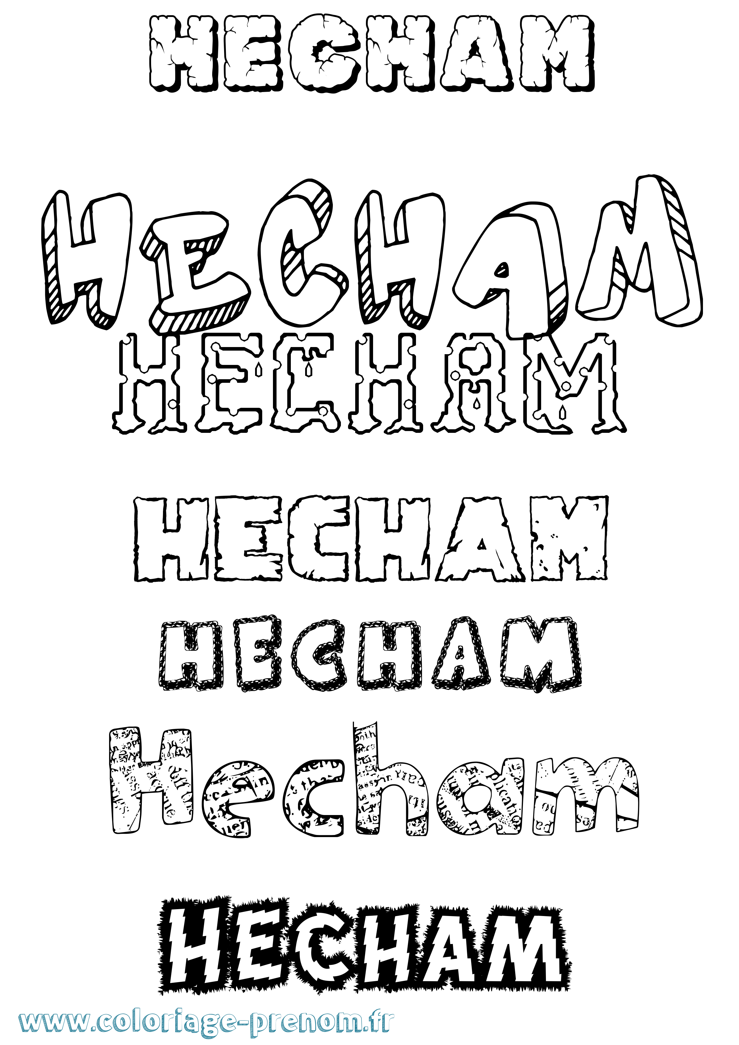Coloriage Hecham Destructuré Coloriage prénom Hecham Destructuré