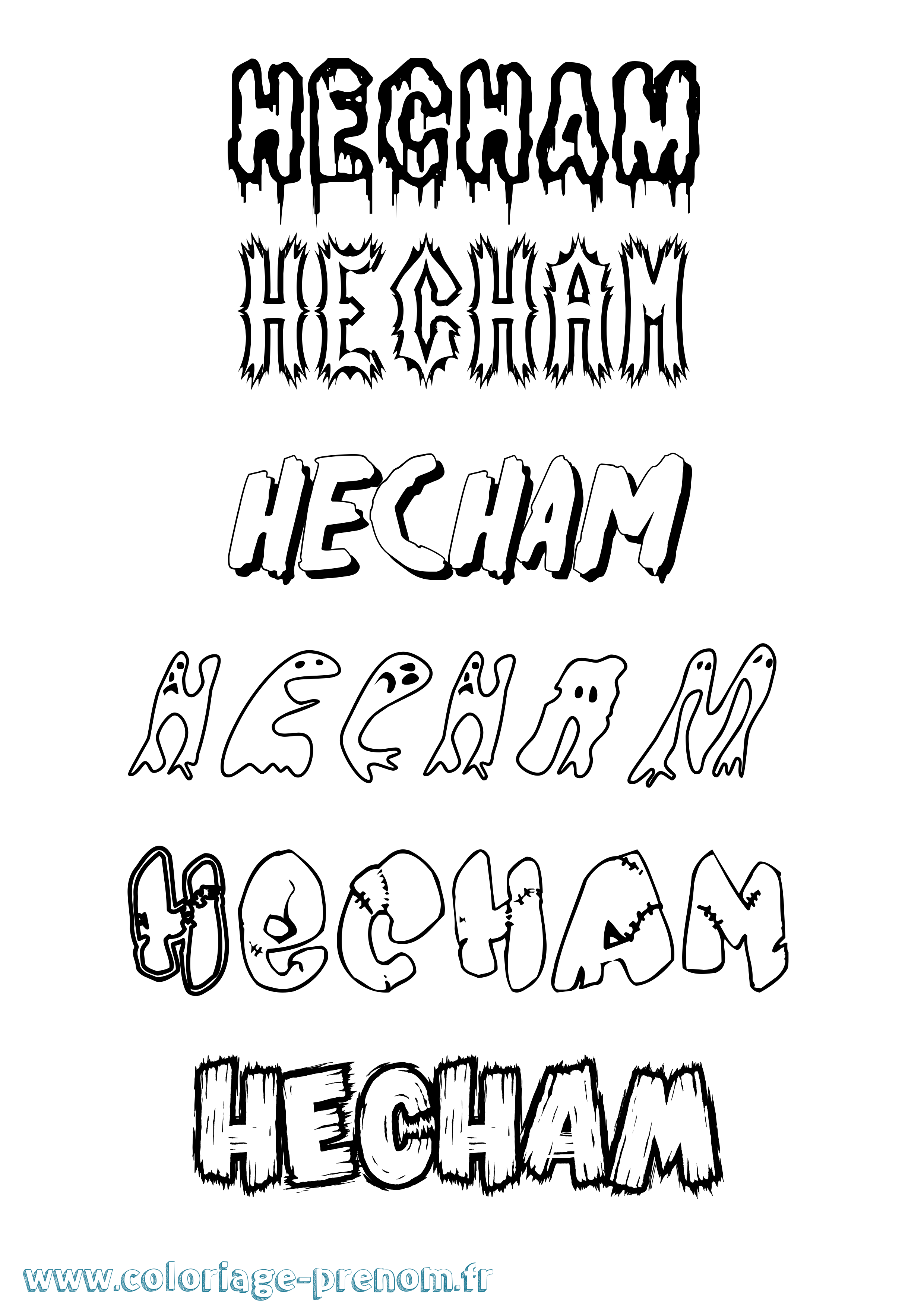 Coloriage Hecham Frisson Coloriage prénom Hecham Frisson